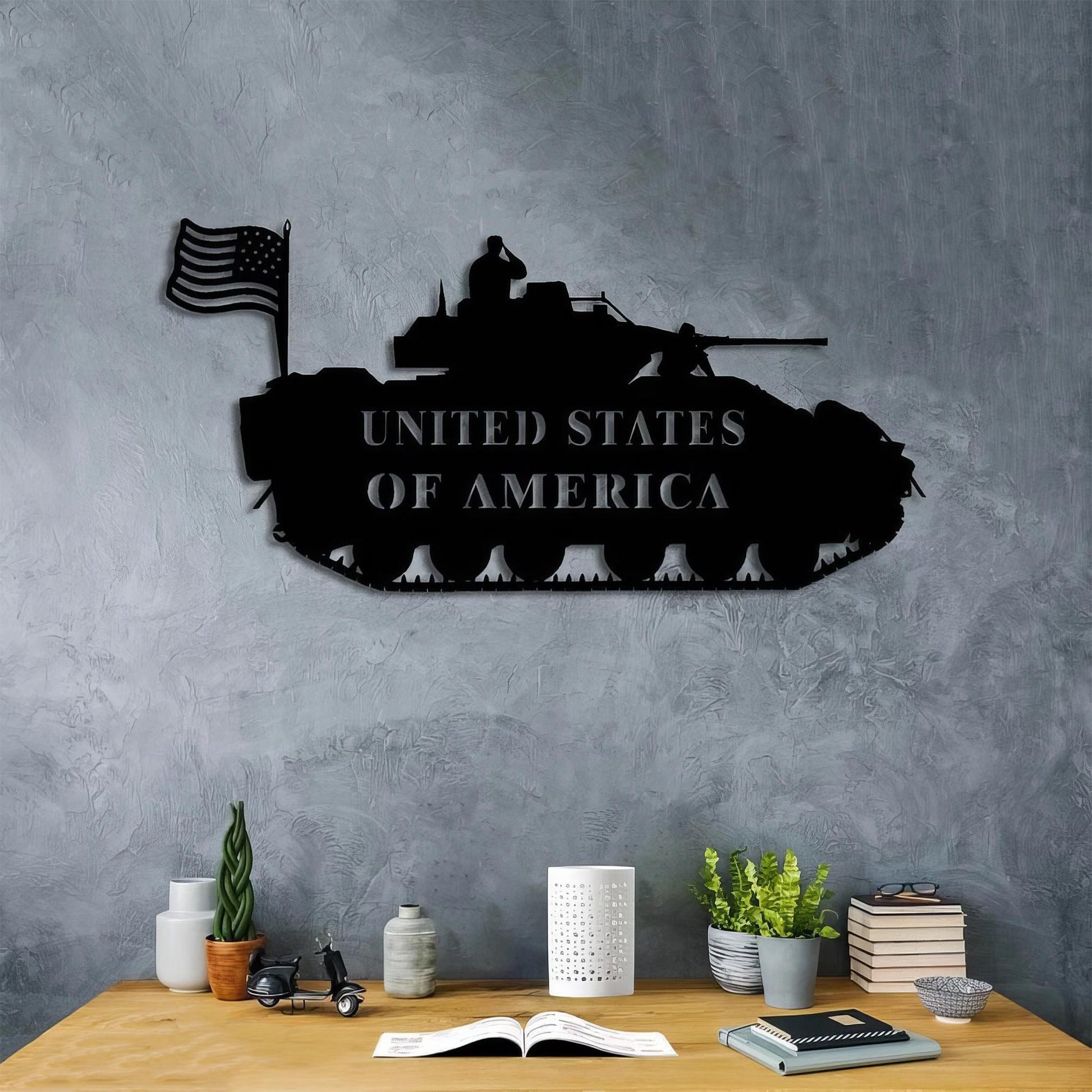 Premium Custom US Veteran Metal Signs VPVC901115, Gifts For US Veteran, United States Of America Tank Sign Independence Day Veteran Day Patriotic Decor