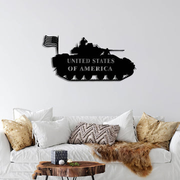 Premium Custom US Veteran Metal Signs VPVC901115, Gifts For US Veteran, United States Of America Tank Sign Independence Day Veteran Day Patriotic Decor