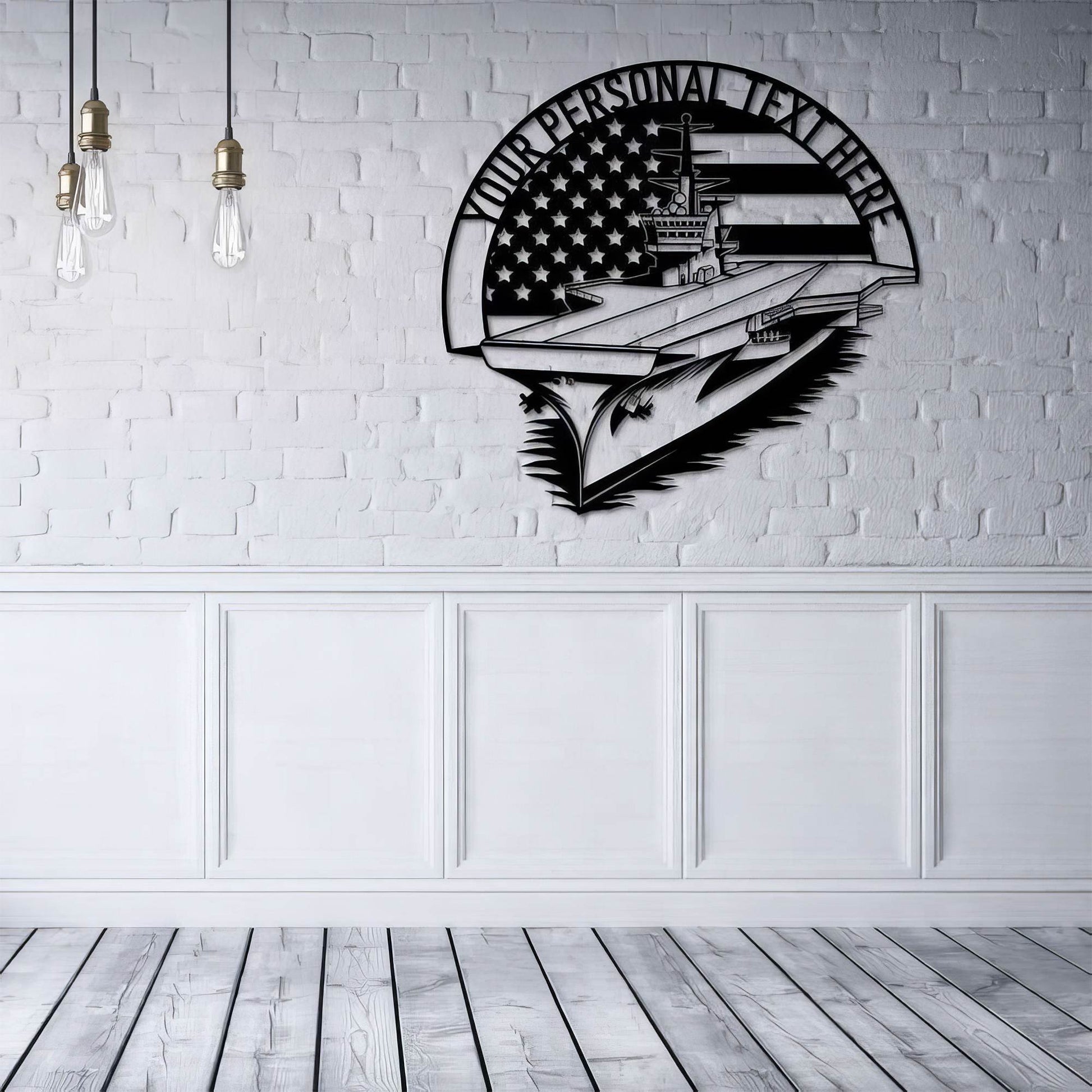 Premium Custom US Veteran Metal Signs VPVC901117, Gifts For US Veteran, US Aircraft Carrier Sign Battleship Navy Military Tribute Gift Veteran Day Patriotic Decor Gift