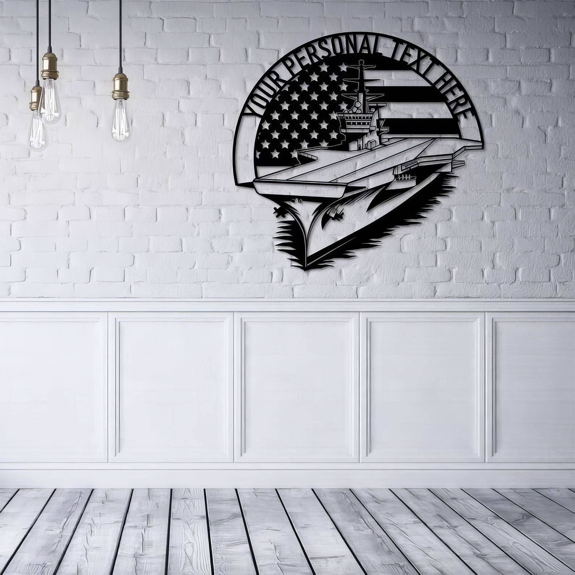Premium Custom US Veteran Metal Signs VPVC901117, Gifts For US Veteran, US Aircraft Carrier Sign Battleship Navy Military Tribute Gift Veteran Day Patriotic Decor Gift