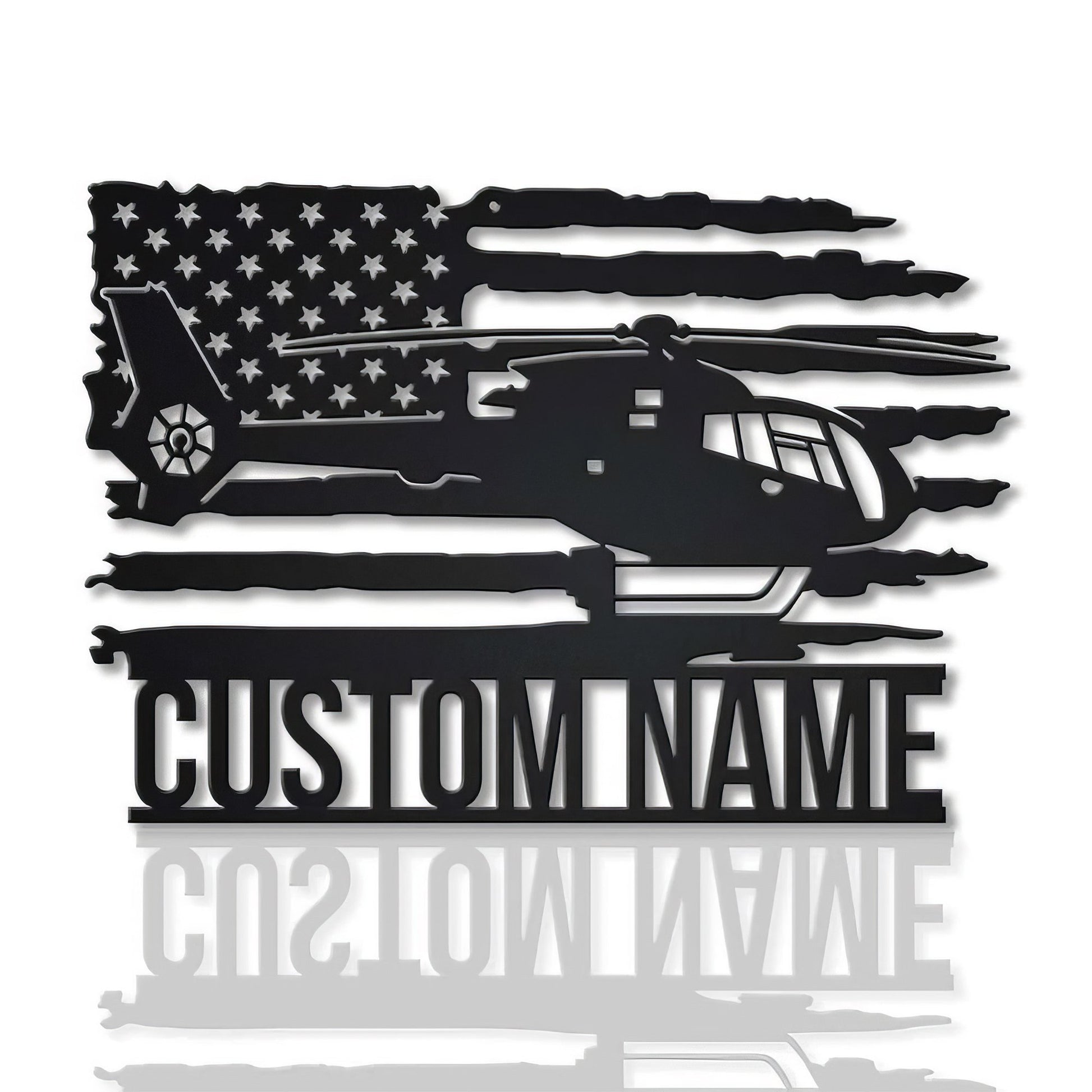 Premium Custom US Veteran Metal Signs VPVC901119, Gifts For US Veteran, Helicopter USA Flag Sign Aircraft Hangar Pilot Name Sign Airforce Patriotic Decor Gift