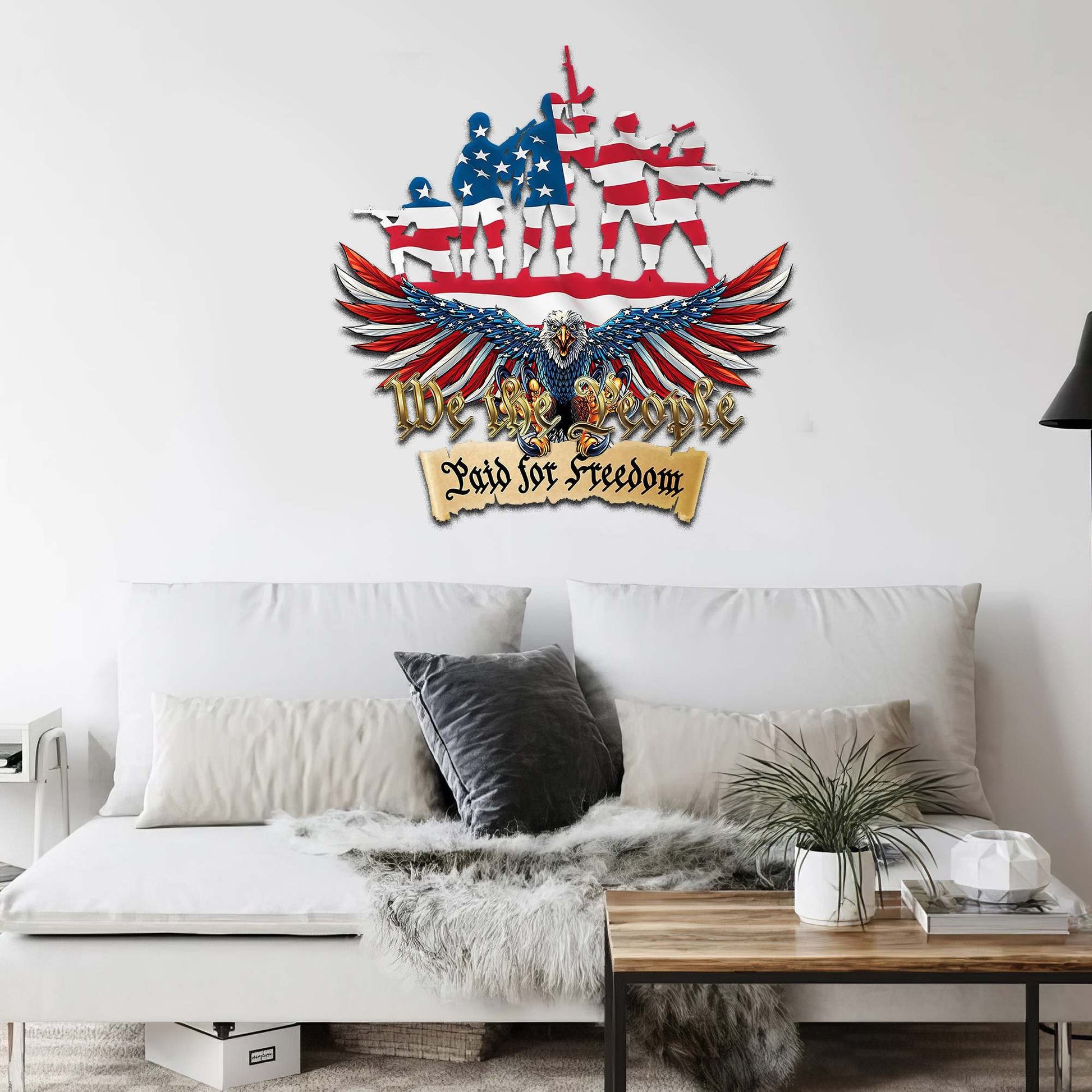 Premium US Veteran Metal Signs VPVC900601, Gifts For US Veterans, We The People Paid For Freedom, Cut Metal Sign, Gifts for Veterans