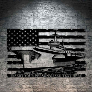 Premium Custom US Veteran Metal Signs VPVC901124, Gifts For Veteran, US Battleship Sign Aircraft Carrier Navy Veteran Day Patriotic Decor Gift