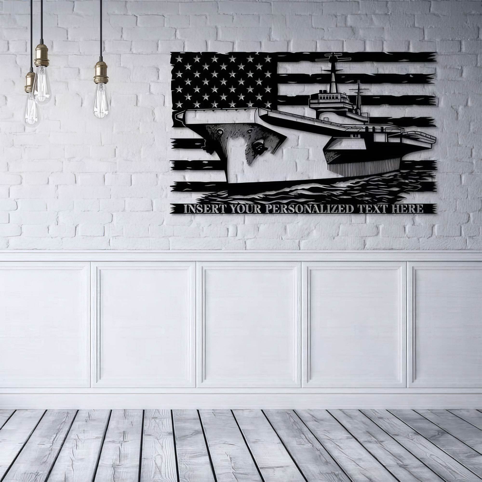 Premium Custom US Veteran Metal Signs VPVC901124, Gifts For Veteran, US Battleship Sign Aircraft Carrier Navy Veteran Day Patriotic Decor Gift