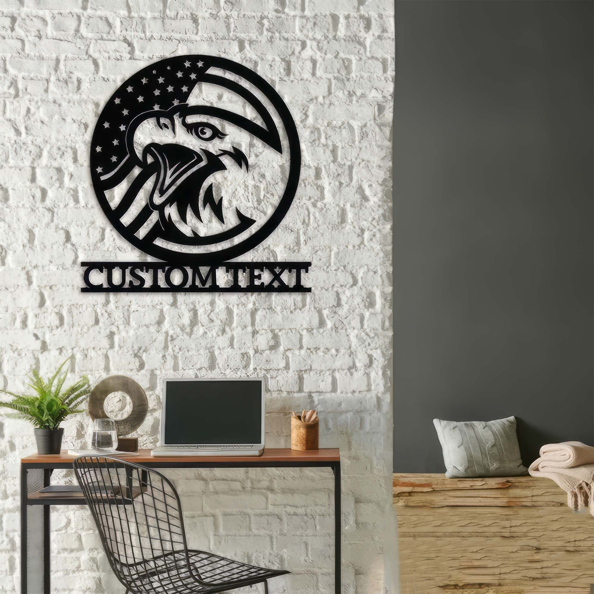 Premium Custom US Veteran Metal Signs VPVC901126, Gifts For Veteran, US Flag & Eagle Family Name or Address Sign Independence Day Veteran Day Patriotic Decor