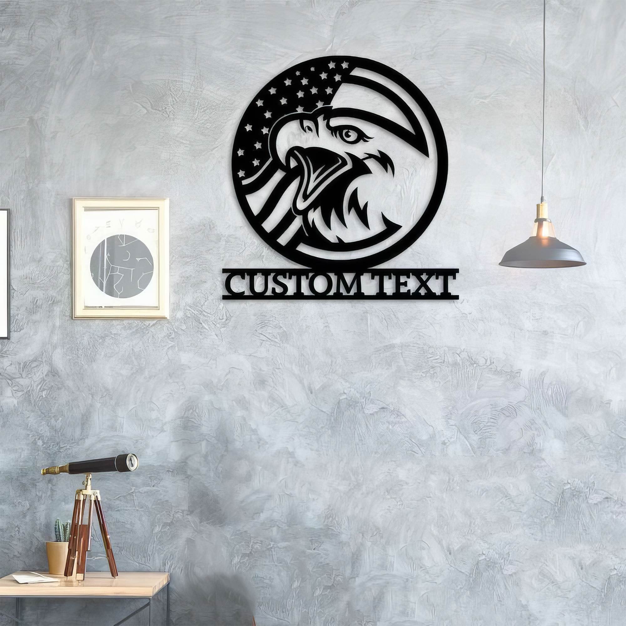 Premium Custom US Veteran Metal Signs VPVC901126, Gifts For Veteran, US Flag & Eagle Family Name or Address Sign Independence Day Veteran Day Patriotic Decor