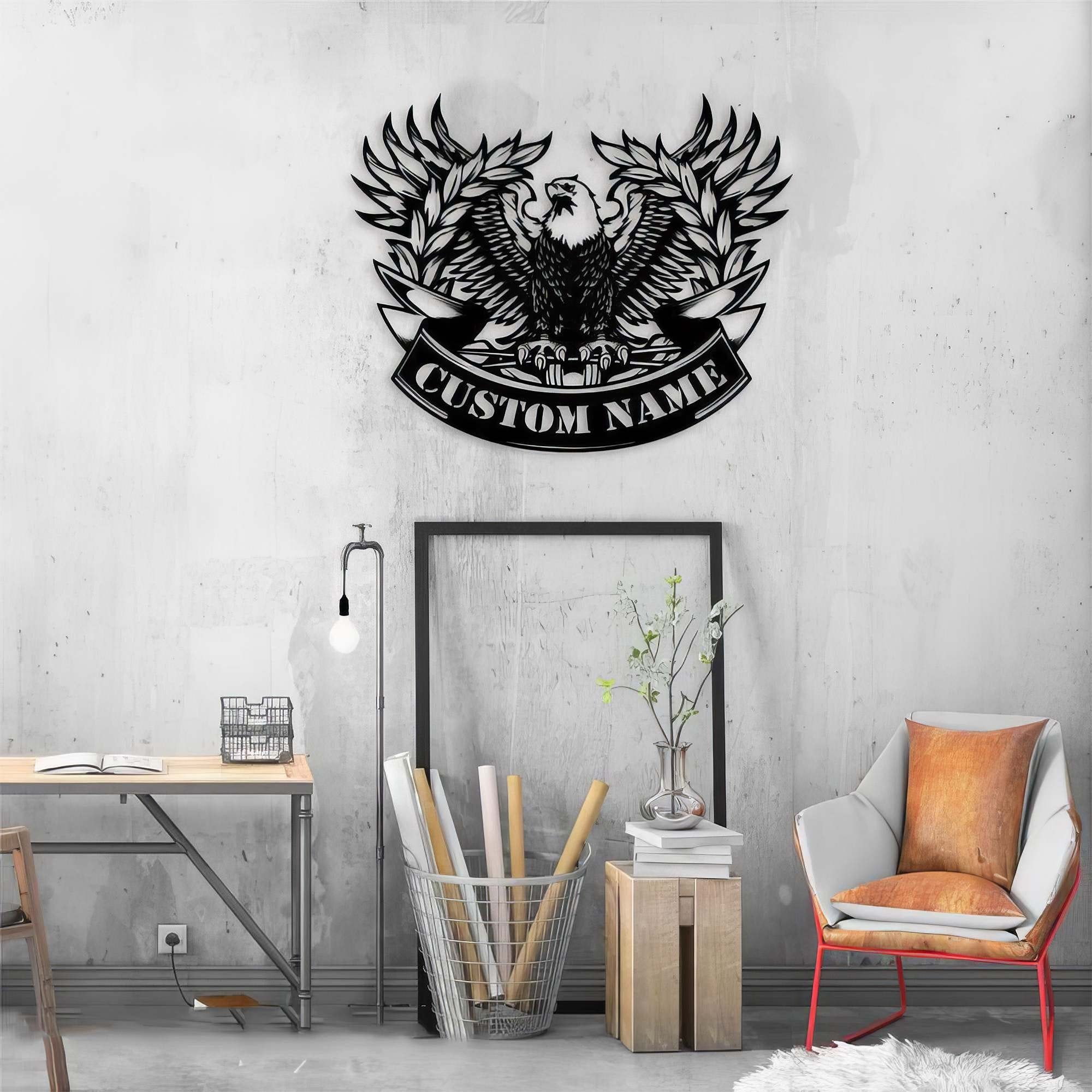 Premium Custom US Veteran Metal Signs VPVC901127, Gifts For Veteran, US Flag & Eagle Sign Independence Day Veteran Day Patriotic Decor