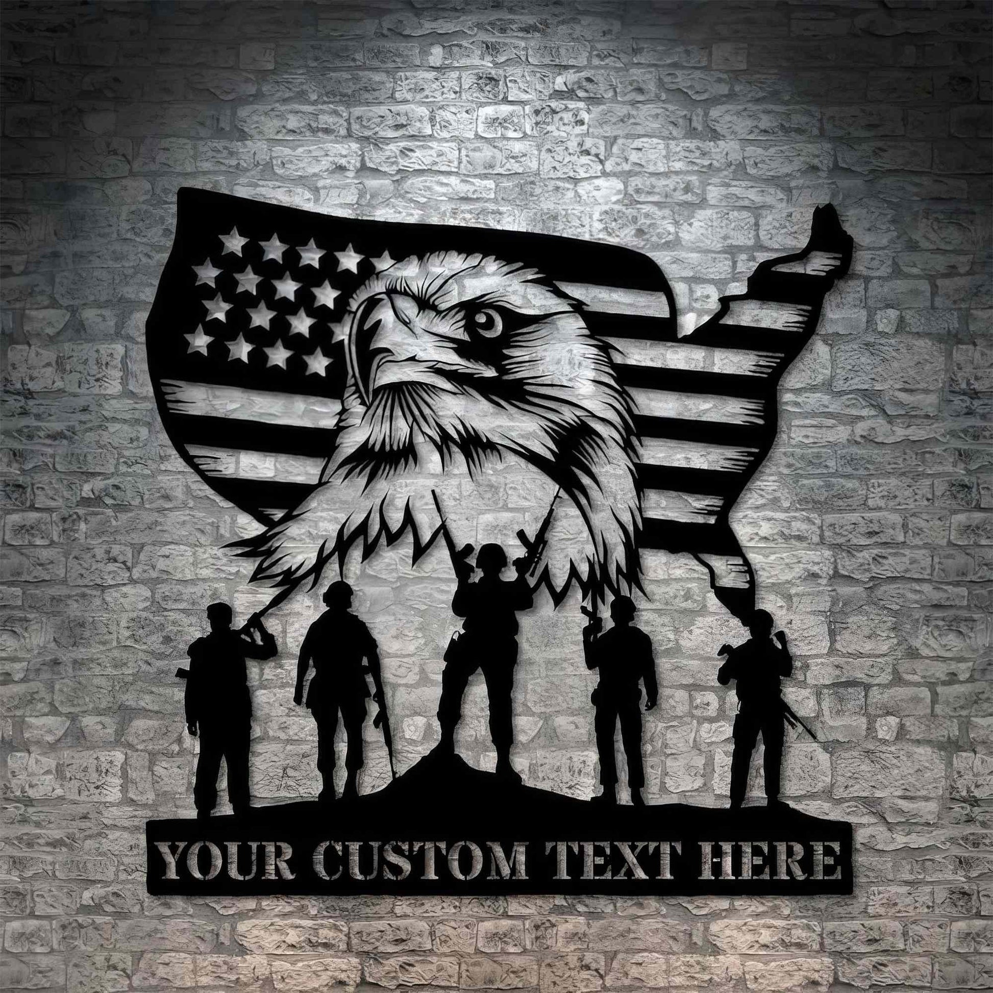 Premium Custom US Veteran Metal Signs VPVC901129, Gifts For Veteran, US Flag Military Eagle Sign Veteran Day Patriotic Decor Gift