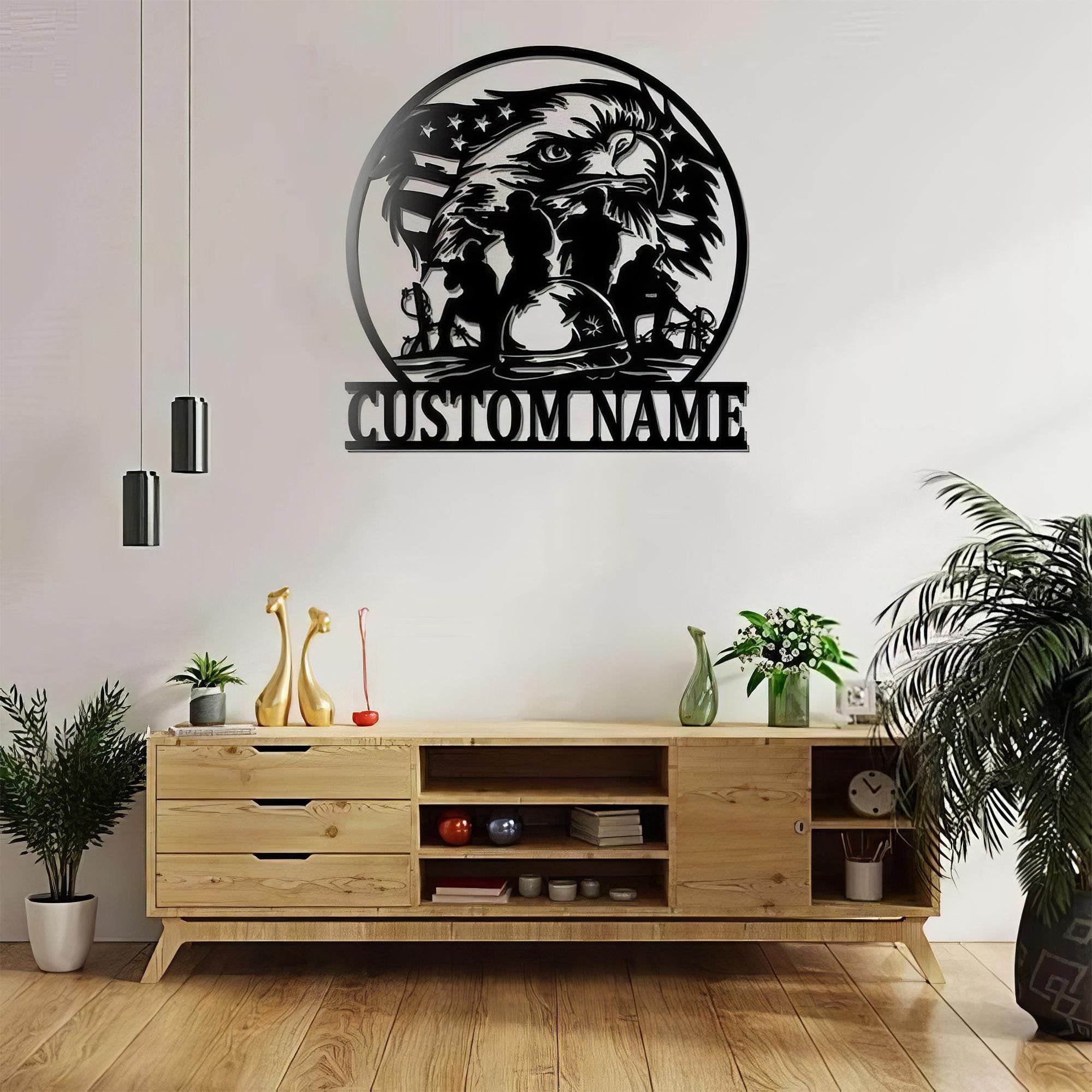 Premium Custom US Veteran Metal Signs VPVC901136, Gifts For Veteran, US Patriotic Eagle Soldier Sign Independence Day Veteran Day Patriotic Decor Gift