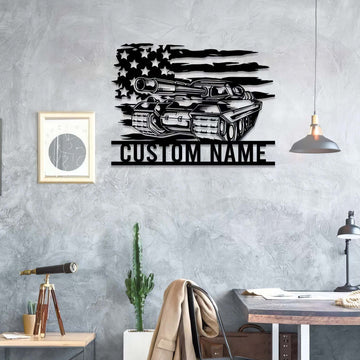 Premium Custom US Veteran Metal Signs VPVC901138, Gifts For Veteran, US Tank Soldier Military Sign Independence Day Veteran Day Patriotic Decor