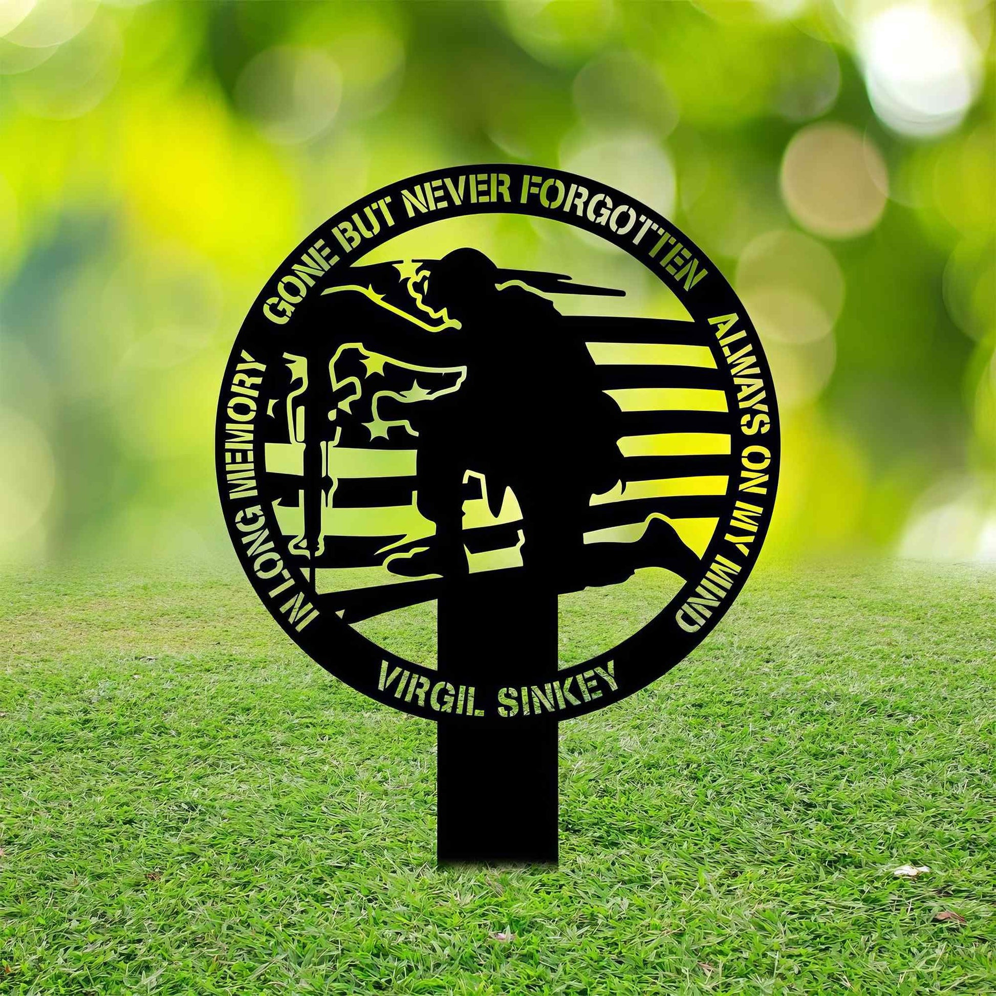 Premium Custom US Veteran Metal Signs VPVC901139, Gifts For Veteran, US Veteran Millitary Gone But Never Forgotten Memorial Sign Yard Stakes Grave Marker Cemetery Decor