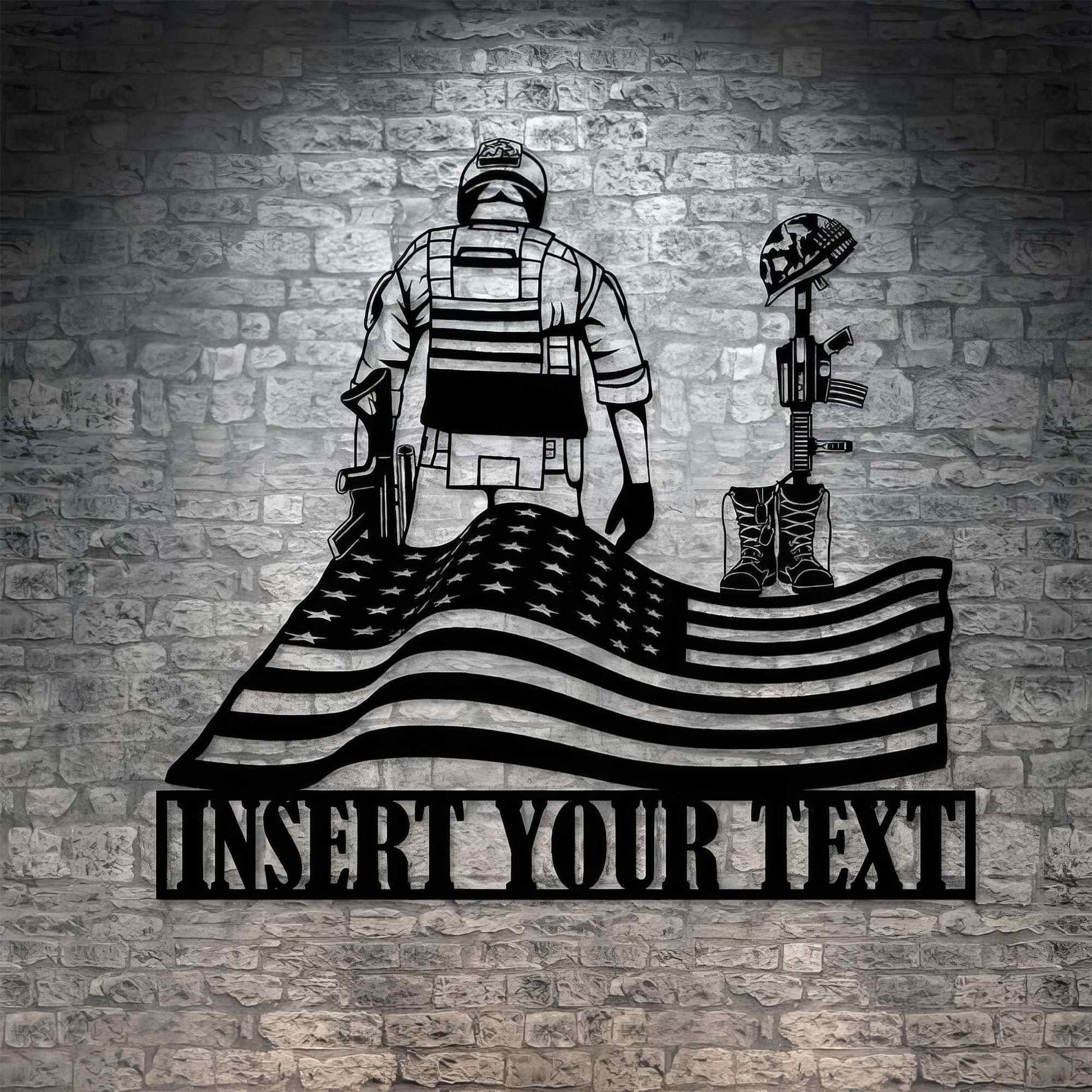 Premium Custom US Veteran Metal Signs VPVC901141, Gifts For Veteran, US Veteran Sign Battlefield Cross Remembrence Veteran Day Patriotic Decor Gift