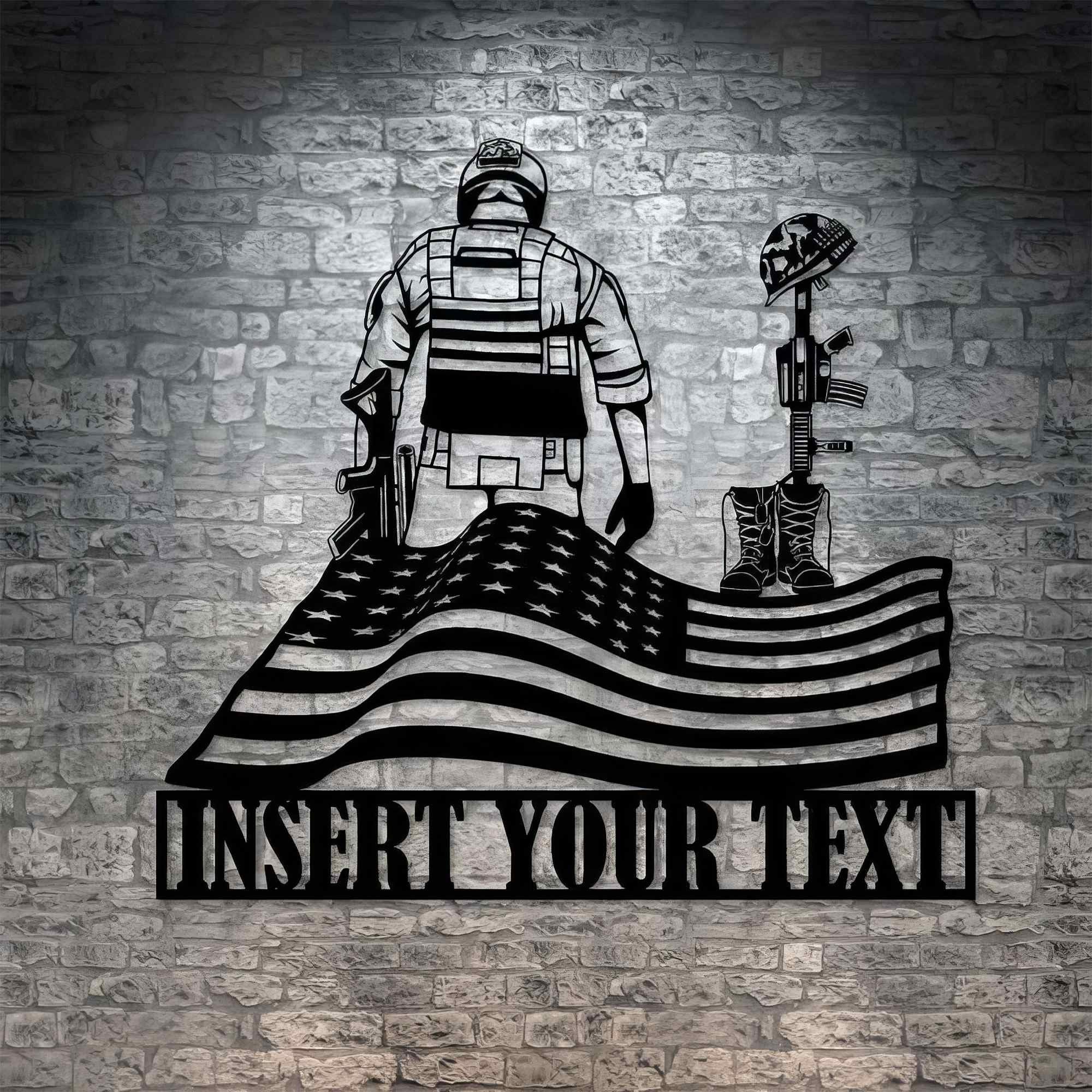 Premium Custom US Veteran Metal Signs VPVC901141, Gifts For Veteran, US Veteran Sign Battlefield Cross Remembrence Veteran Day Patriotic Decor Gift