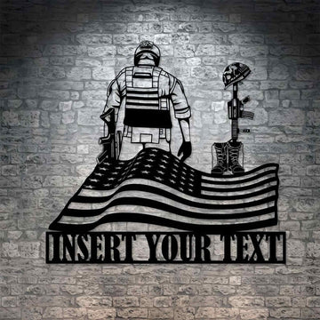 Premium Custom US Veteran Metal Signs VPVC901141, Gifts For Veteran, US Veteran Sign Battlefield Cross Remembrence Veteran Day Patriotic Decor Gift