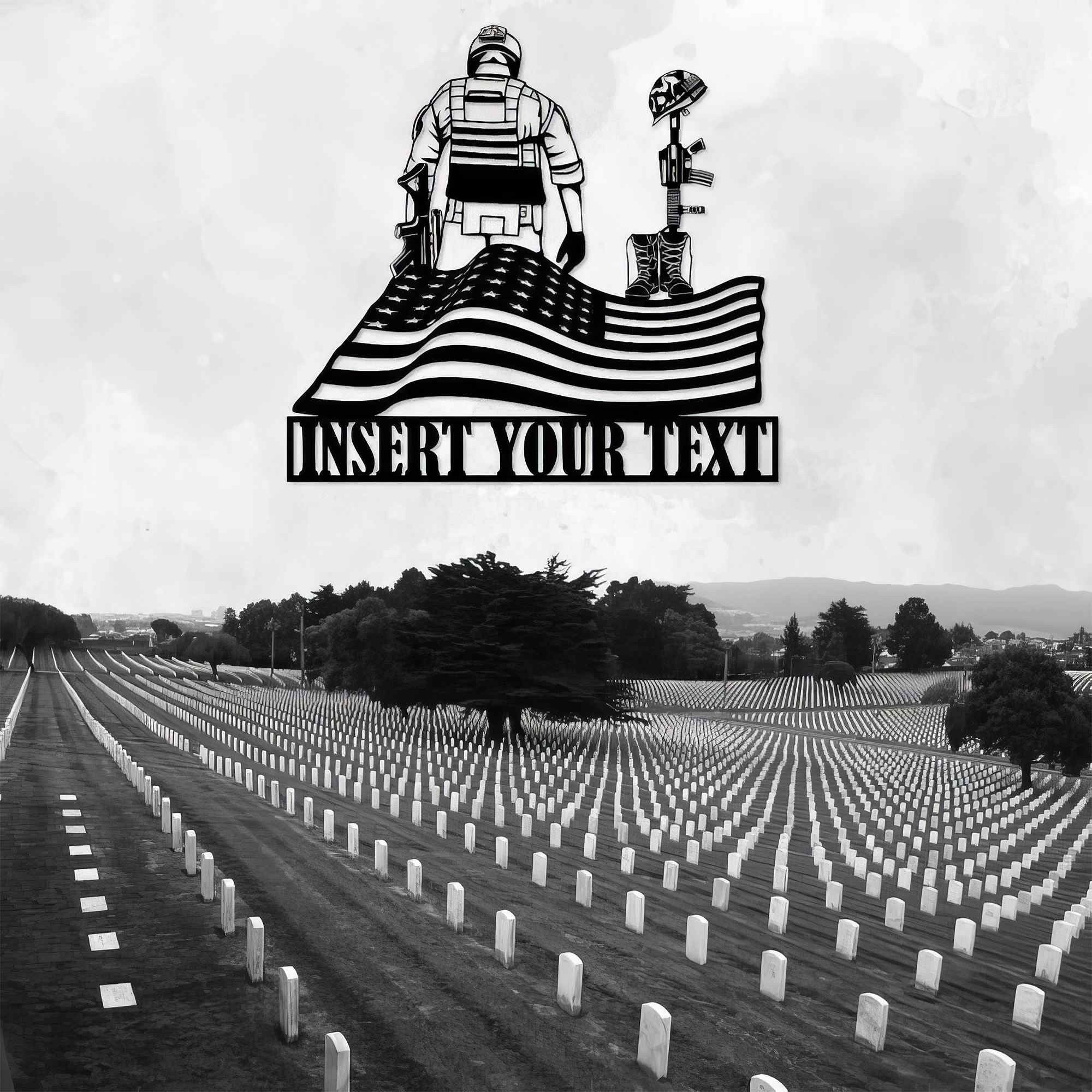 Premium Custom US Veteran Metal Signs VPVC901141, Gifts For Veteran, US Veteran Sign Battlefield Cross Remembrence Veteran Day Patriotic Decor Gift