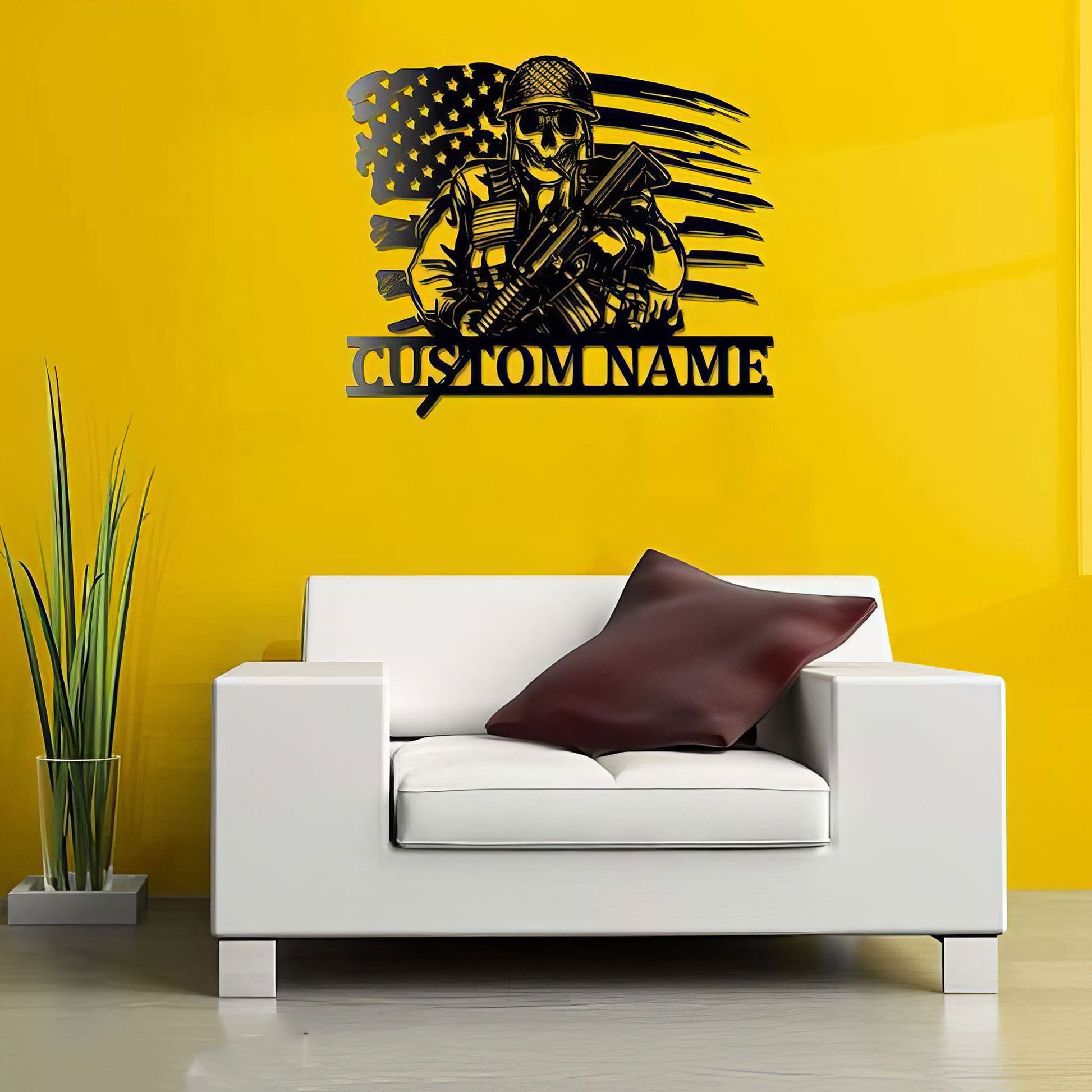 Premium Custom US Veteran Metal Signs VPVC901142, Gifts For Veteran, US Veteran Skull Sign Independence Day Military Veteran Day Patriotic Decor Gift