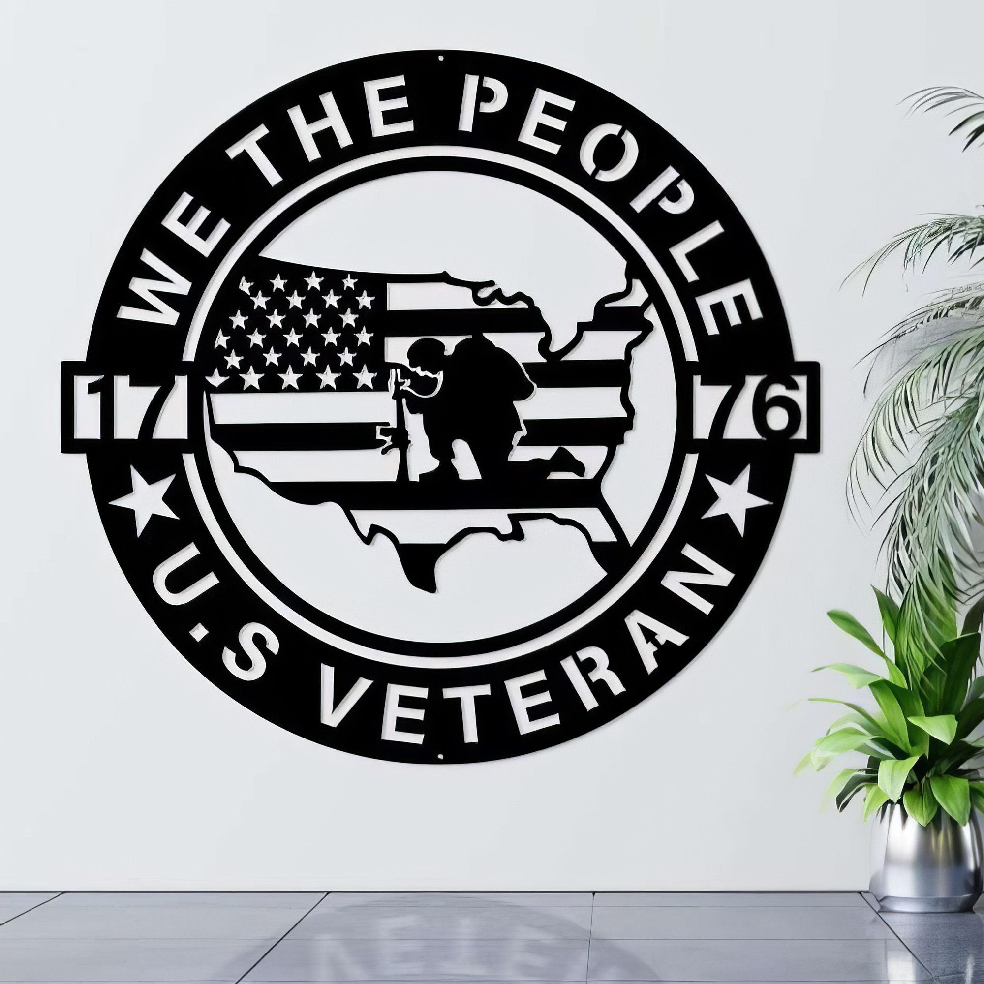 Premium US Veteran Metal Signs VPVC901145, Gifts For US Veterans, USA Flag Veteran Military Man Gun Sign Independence Day Veteran Day Patriotic Decor