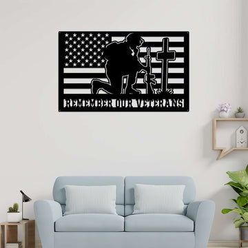 Premium US Veteran Metal Signs VPVC901148, Gifts For US Veterans, Veteran Kneeing Sign Remember Our Veteran Independence Day Veteran Day Patriotic Decor