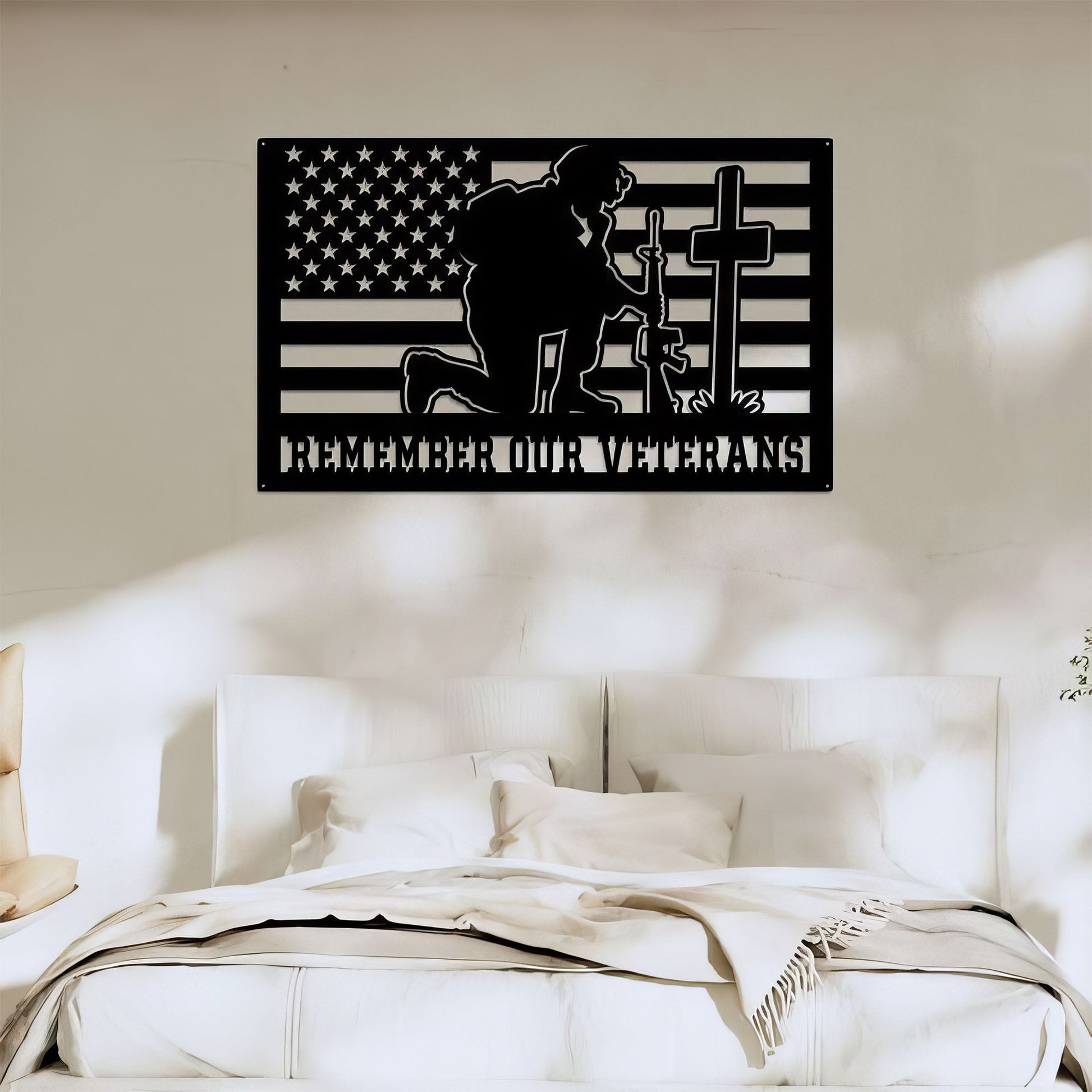 Premium US Veteran Metal Signs VPVC901148, Gifts For US Veterans, Veteran Kneeing Sign Remember Our Veteran Independence Day Veteran Day Patriotic Decor