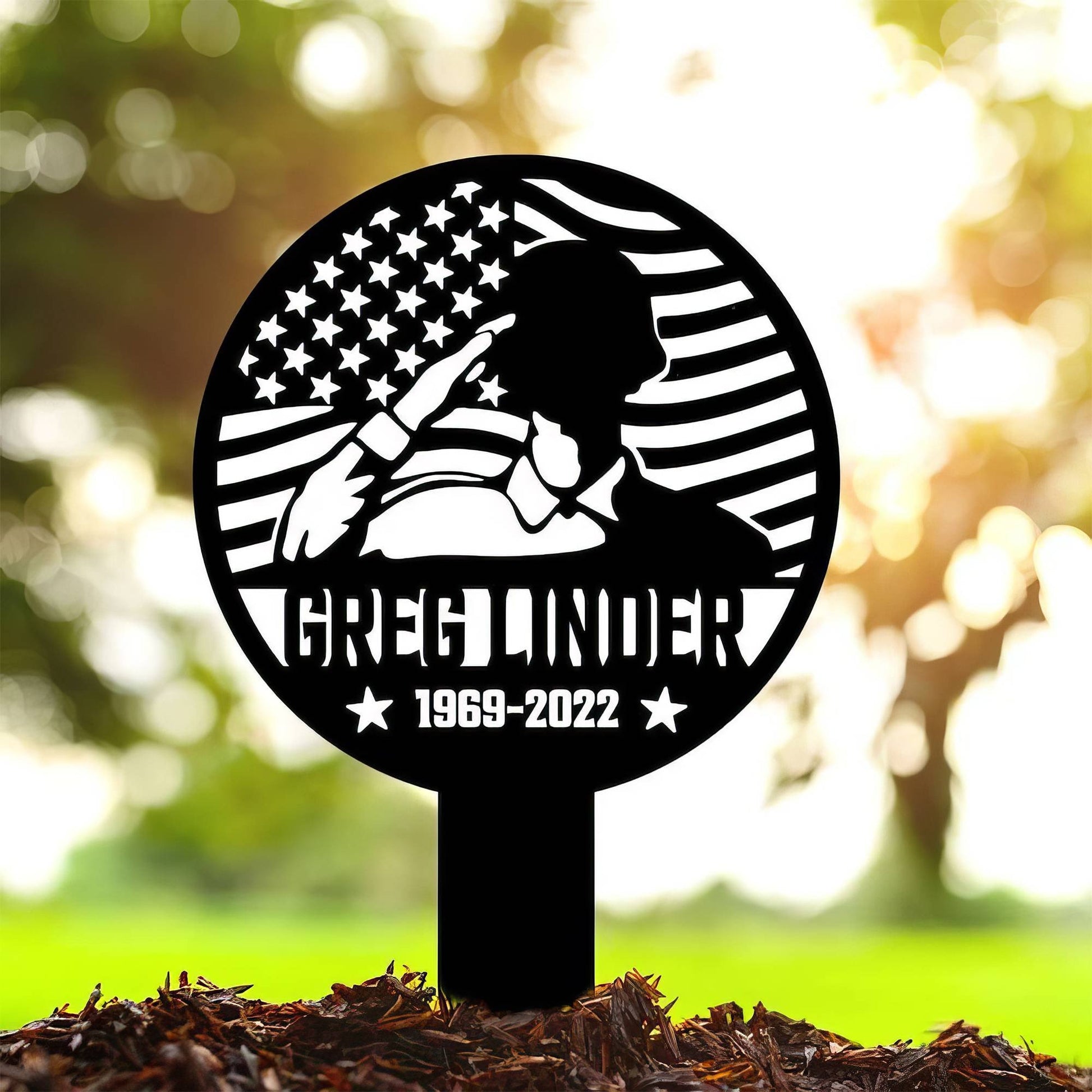 Premium Custom US Veteran Metal Signs VPVC901150, Gifts For US Veterans, Veteran Solider Patriotic Flag Memorial Sign Yard Stakes Grave Marker Cemetery Decor