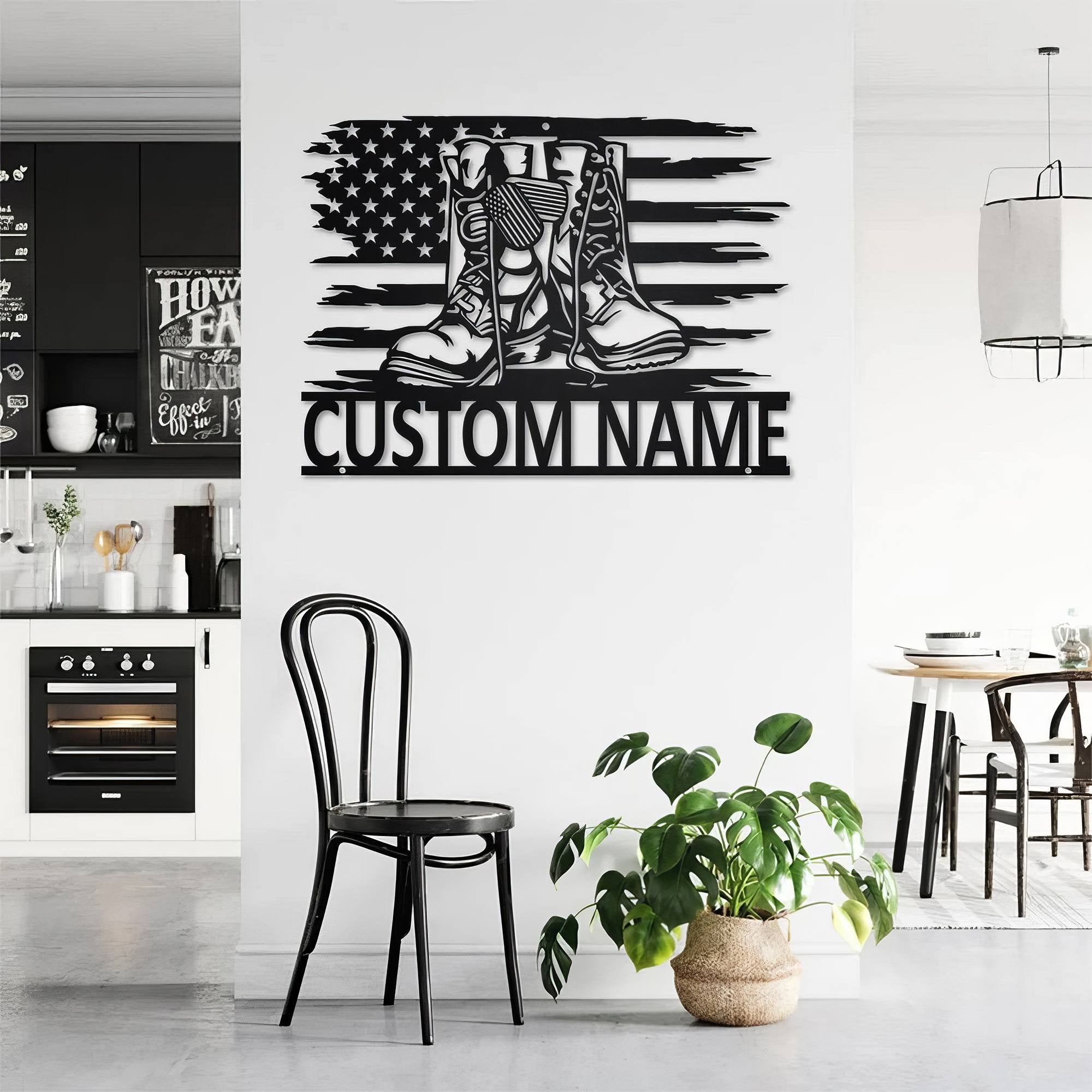 Premium Custom US Veteran Metal Signs VPVC901154, Gifts For US Veteran, US Combat Boots Metal Wall Art Personalized Metal Name Signs Gift for Veteran Home Decor