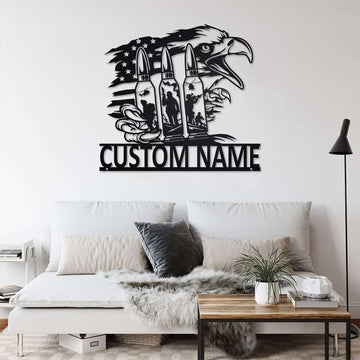 Premium Custom US Veteran Metal Signs VPVC901155, Gifts For US Veteran, US Eagle Bullet Soldier Metal Wall Art Custom Laser Cut Metal Signs Personalized Soldier Name Sign Metal Military Signs