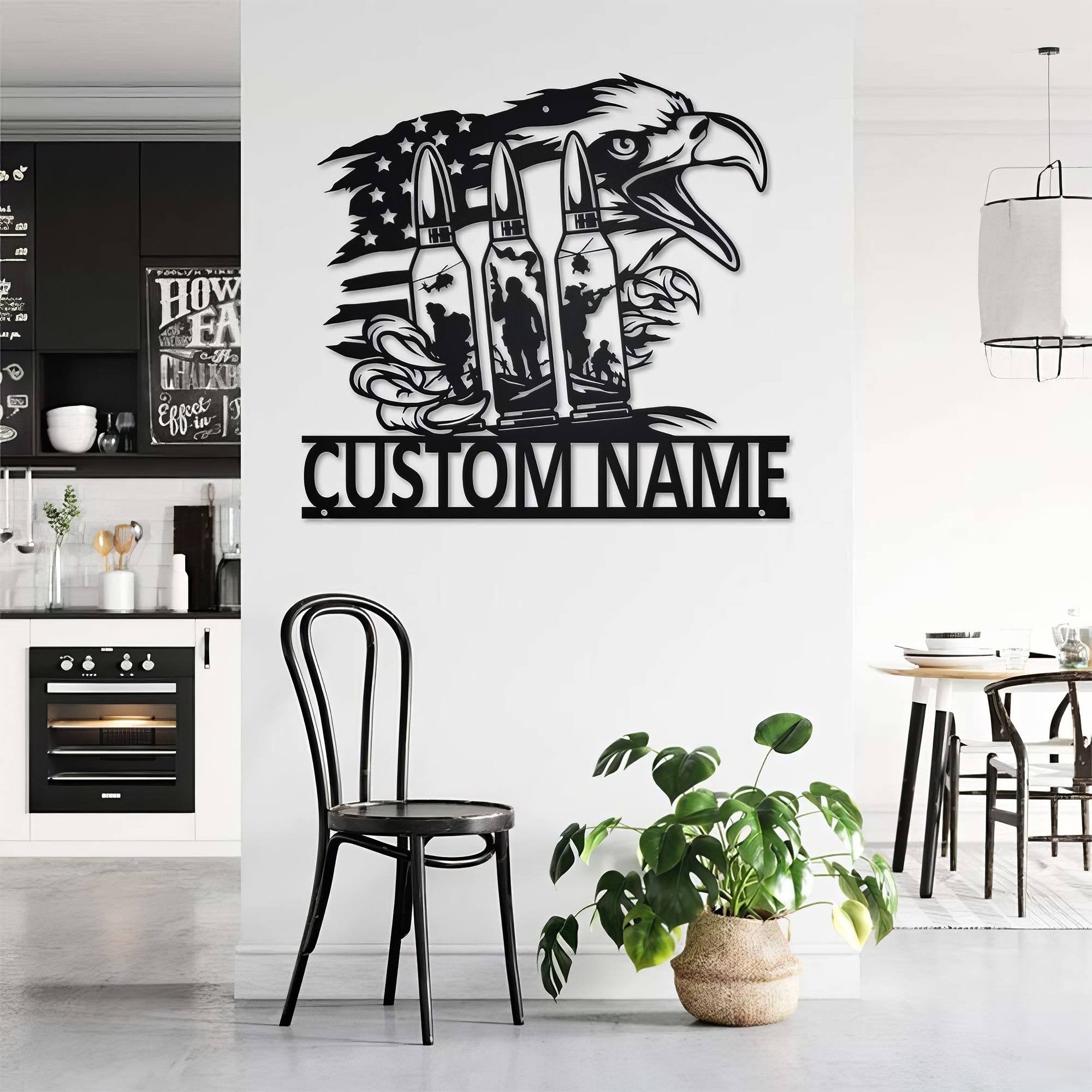 Premium Custom US Veteran Metal Signs VPVC901155, Gifts For US Veteran, US Eagle Bullet Soldier Metal Wall Art Custom Laser Cut Metal Signs Personalized Soldier Name Sign Metal Military Signs