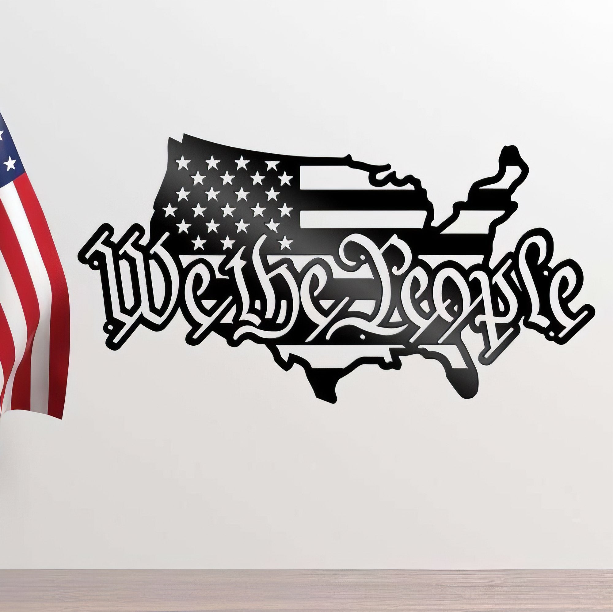 Premium US Veteran Metal Signs VPVC901156, Gifts For US Veteran, We the People USA Outline Map Stars and Stripes Sign Independence Day Veteran Day Patriotic Decor