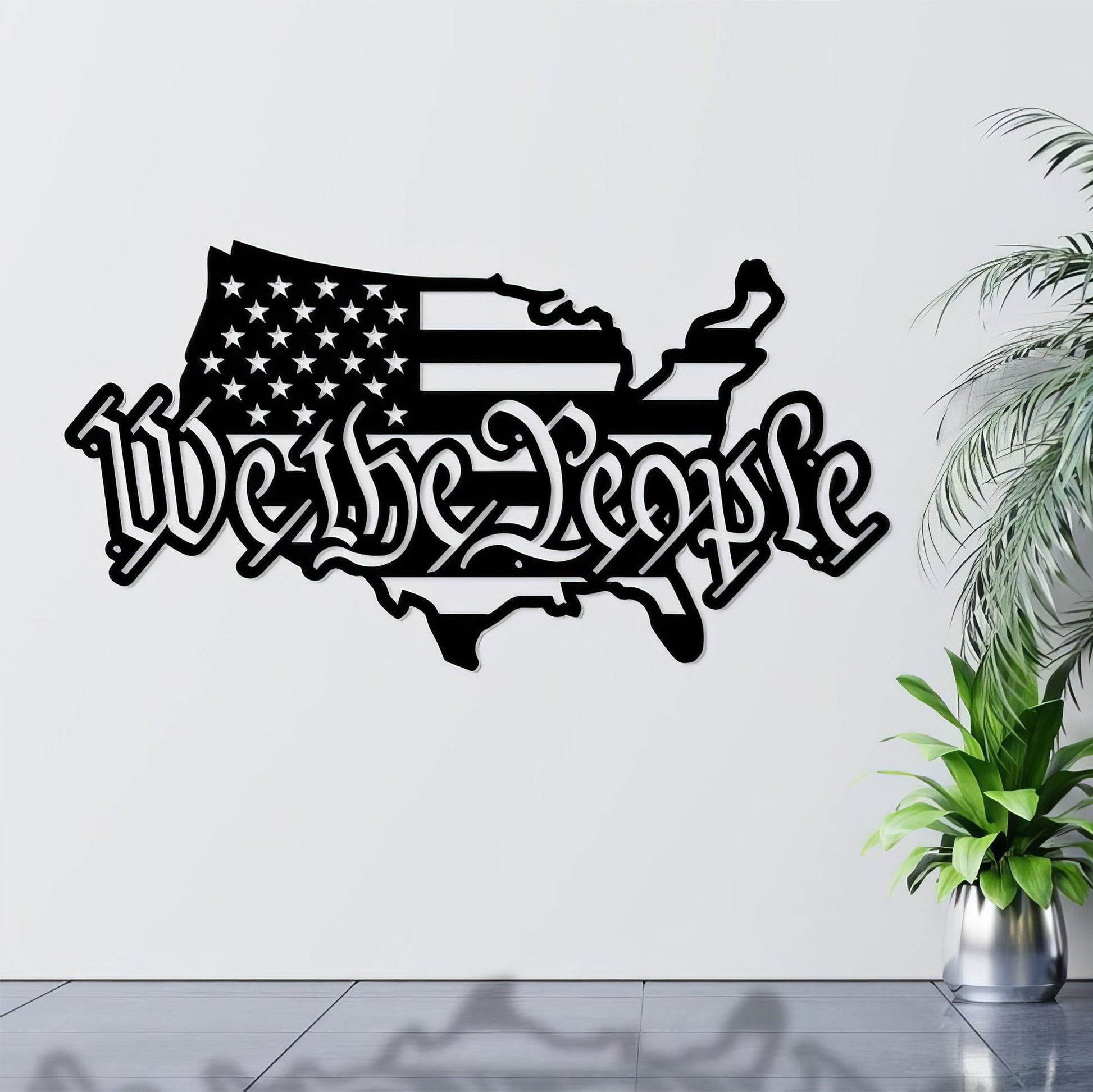 Premium US Veteran Metal Signs VPVC901156, Gifts For US Veteran, We the People USA Outline Map Stars and Stripes Sign Independence Day Veteran Day Patriotic Decor