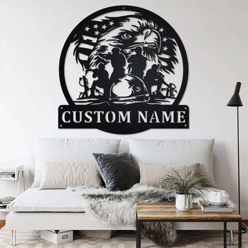 Premium Custom US Veteran Metal Signs VPVC901157, Gifts For US Veteran, US Eagle Soldier Metal Sign Patriotic Gift for Veteran Dad Grandpa