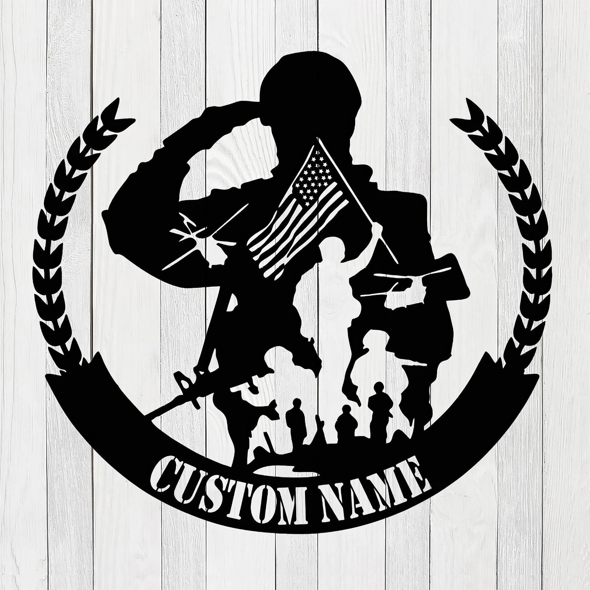 Premium Custom US Veteran Metal Signs VPVC901159, Gifts For US Veteran, US Flag Veteran Salute Soldier Metal Art Sign Personalized Metal Name Signs Veterans Day Gift