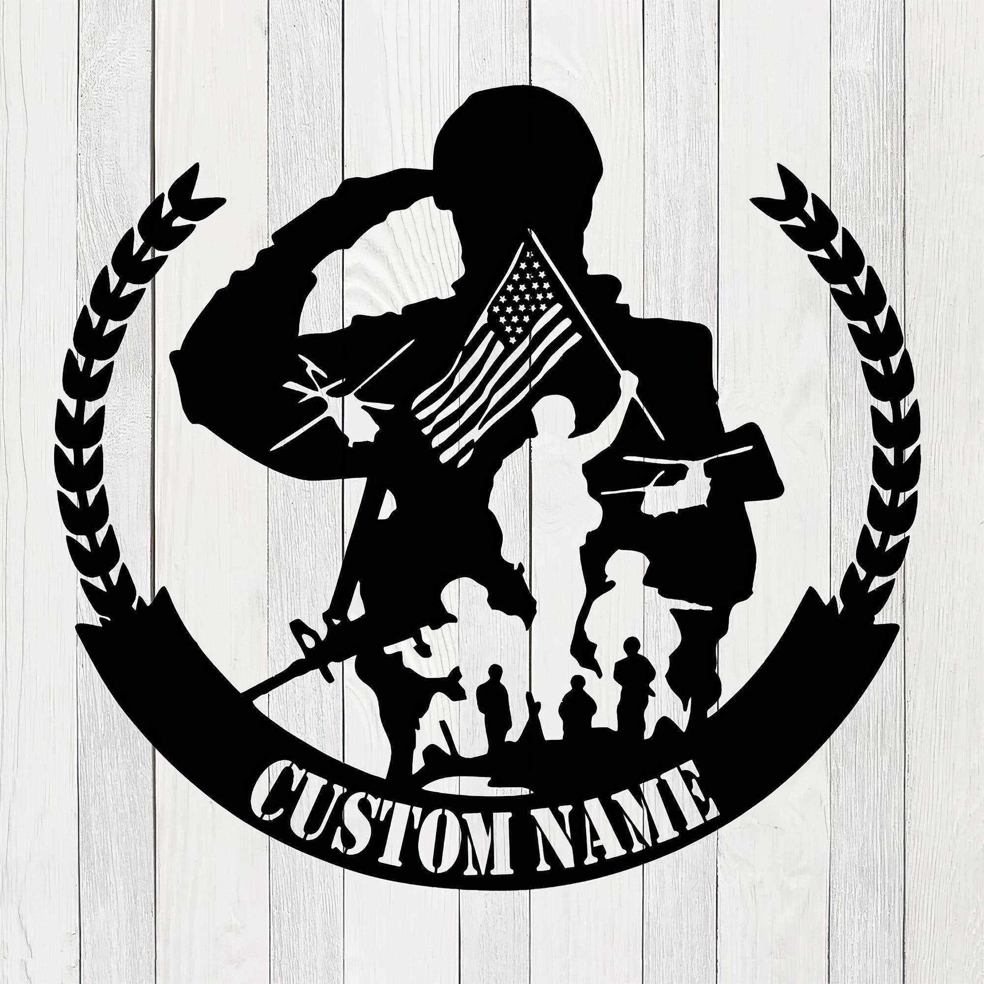 Premium Custom US Veteran Metal Signs VPVC901159, Gifts For US Veteran, US Flag Veteran Salute Soldier Metal Art Sign Personalized Metal Name Signs Veterans Day Gift
