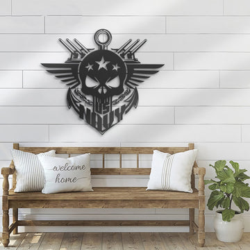Premium US Veteran Metal Signs VPVC901161, Gifts For US Veteran, US Navy Skull Metal Art Achor Navy Metal Sign Gift for Veteran Home Decor