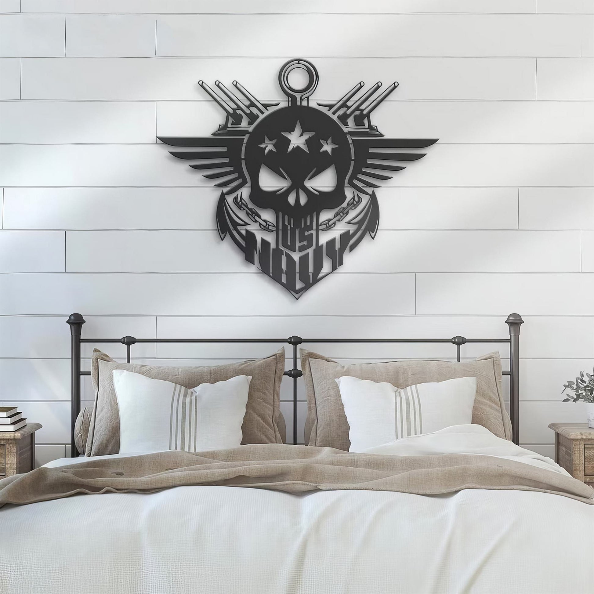 Premium US Veteran Metal Signs VPVC901161, Gifts For US Veteran, US Navy Skull Metal Art Achor Navy Metal Sign Gift for Veteran Home Decor