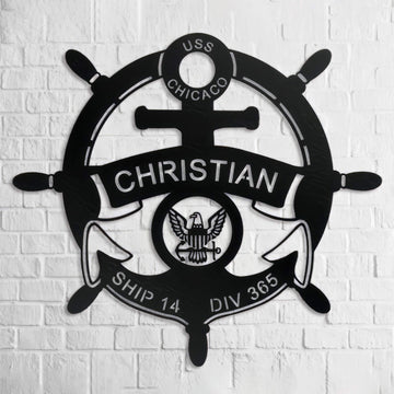 Premium Custom US Veteran Metal Signs VPVC901163, Gifts For US Veteran, US Navy Anchor Metal Art Personalized Metal Name Sign Gift for Veteran Home Decor