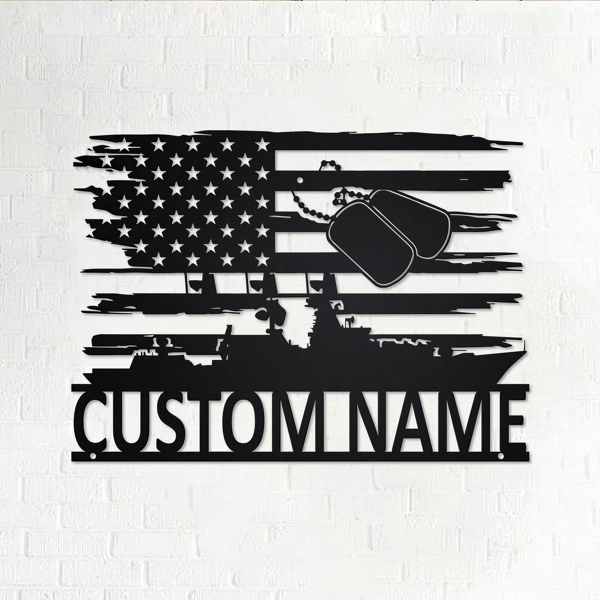 Premium Custom US Veteran Metal Signs VPVC901164, Gifts For US Veteran, US Navy Veteran Metal Wall Art Personalized Metal Name Sign US Flag