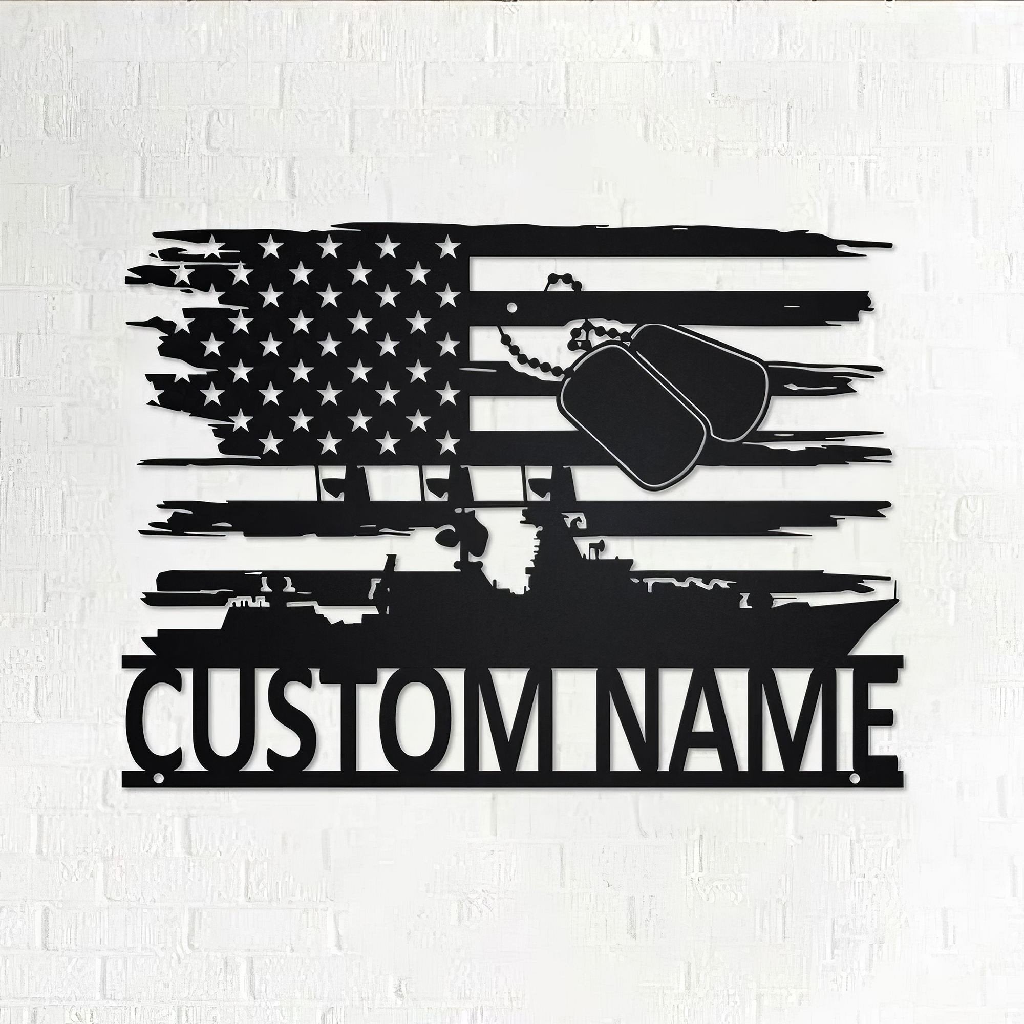 Premium Custom US Veteran Metal Signs VPVC901164, Gifts For US Veteran, US Navy Veteran Metal Wall Art Personalized Metal Name Sign US Flag