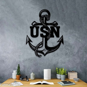 Premium US Veteran Metal Signs VPVC901166, Gifts For US Veteran, USN US Navy Anchor Veteran Metal Wall Decor, Navy Veteran Gift, Veteran Day Gift