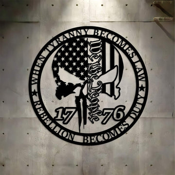 Premium US Veteran Metal Signs VPVC901168, Gifts For US Veteran, When Tyranny Becomes Law Rebellion Becomes Duty Independence Day Veteran Day Patriotic Decor Metal Sign