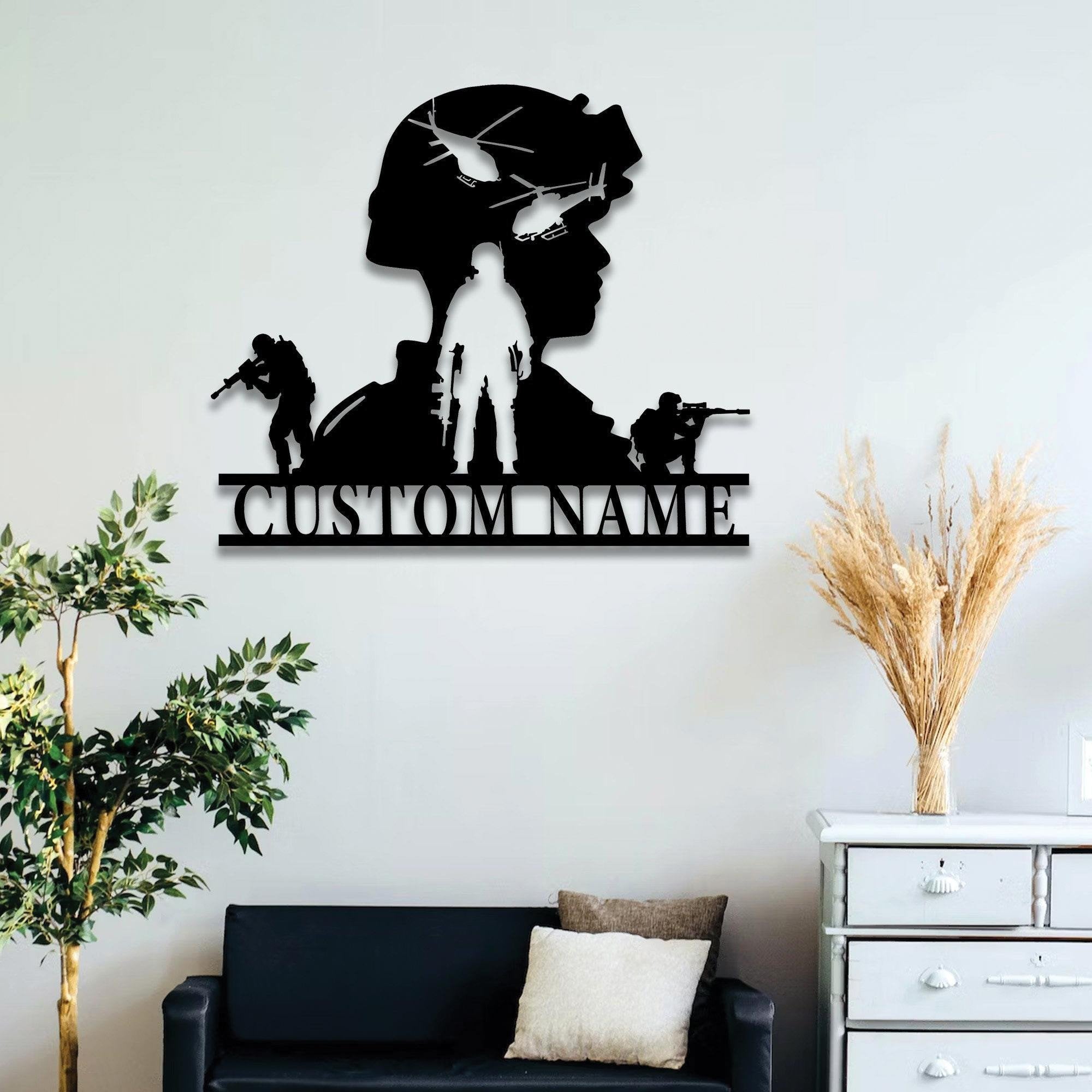 Premium Custom US Veteran Metal Signs VPVC901173, Gifts For US Veteran, Army Soldiers Silhouette Name Metal Sign, US Army Gift, Military Metal Wall Decor, Father's Day Gift