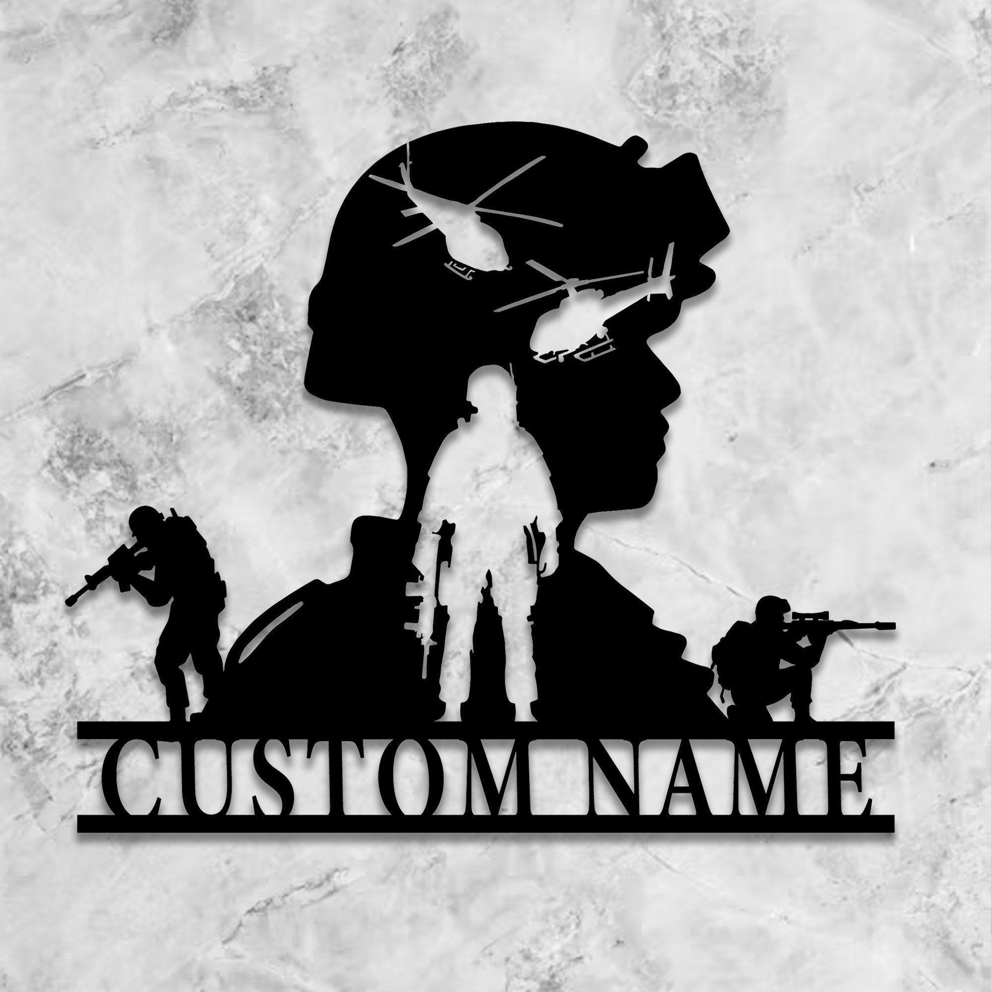 Premium Custom US Veteran Metal Signs VPVC901173, Gifts For US Veteran, Army Soldiers Silhouette Name Metal Sign, US Army Gift, Military Metal Wall Decor, Father's Day Gift
