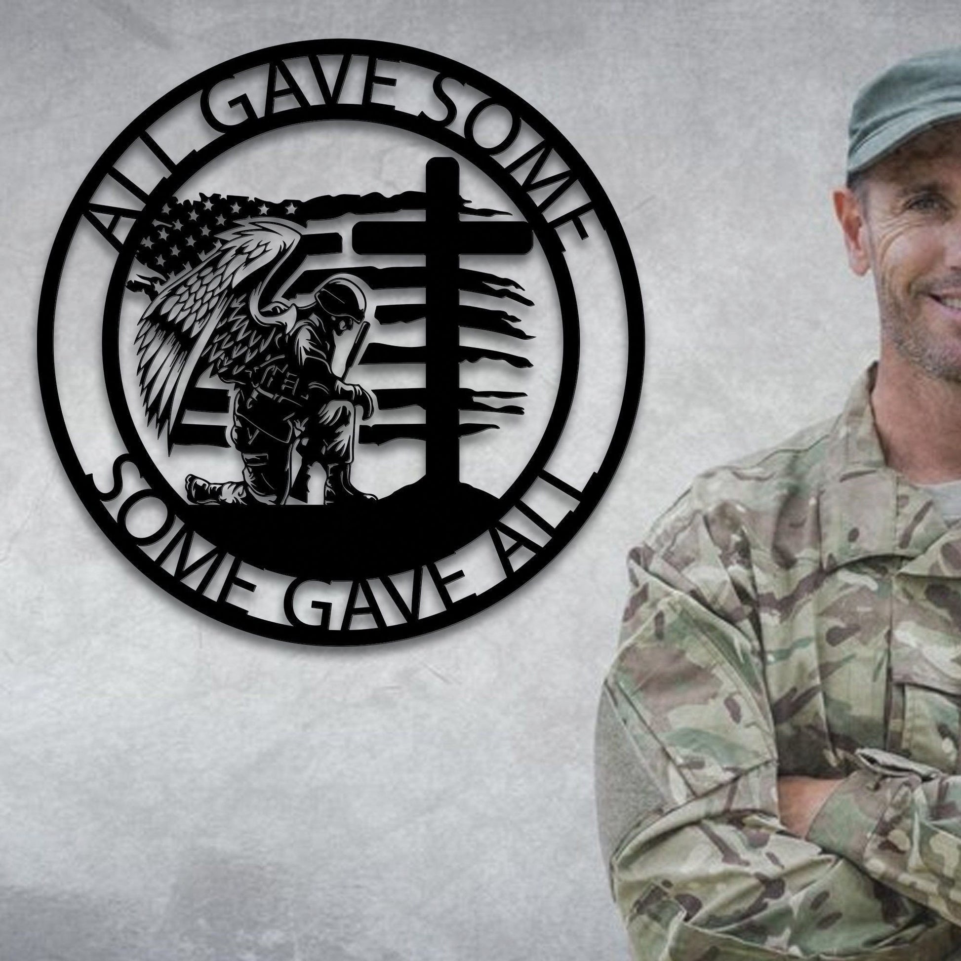 Premium US Veteran Metal Signs VPVC901178, Gifts For US Veteran, All Gave Some,Some Gave All Metal Sign, Veterans Inspired Decor, USA Flag and Military Memorial Metal Gift, Veteran Patriotic Garden Sign