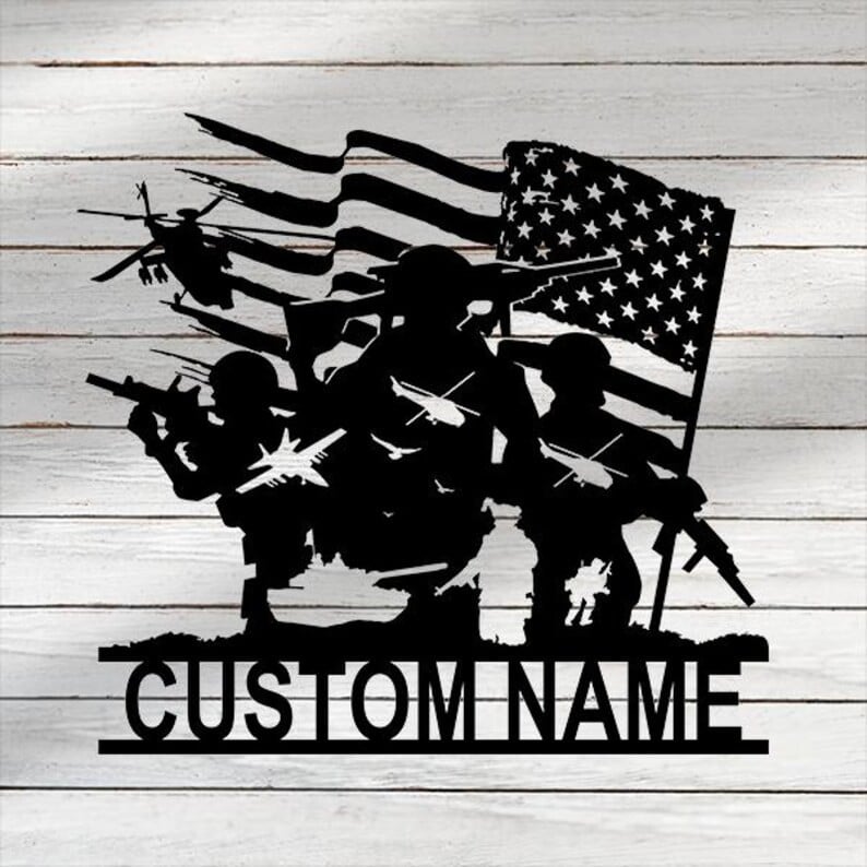 Premium Custom US Veteran Metal Signs VPVC901179, Gifts For US Veteran, Soldiers Veteran Metal Sign, US Soldier Metal Sign, Patriotic American Flag Metal Wall Art, Family Name Sign for House