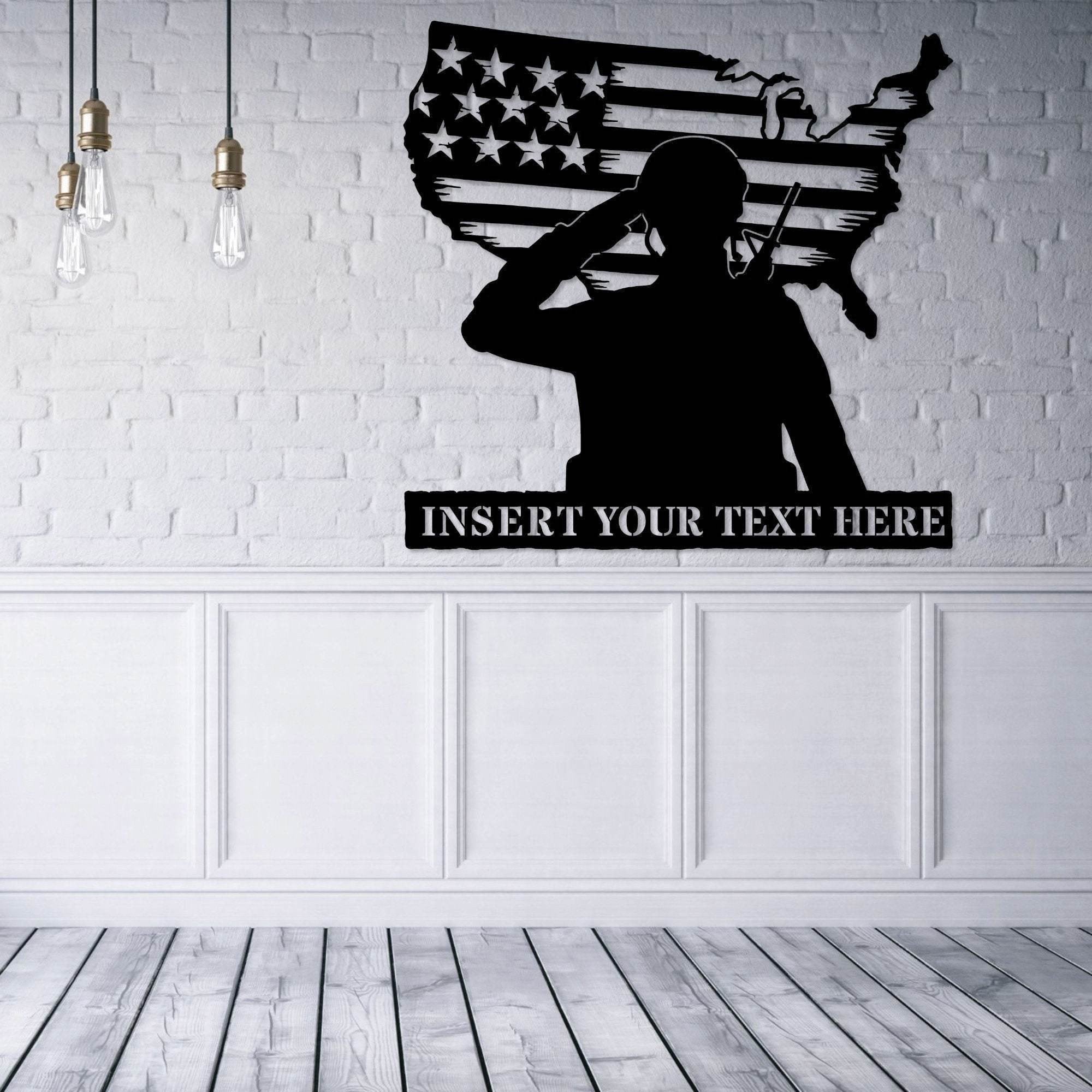 Premium Custom US Metal Signs VPVC901187, Gifts For US Veteran, US Soldier Name Metal Sign. Custom Patriotic Army Wall Decor Gift. Military Homecoming. Unique American Veteran Wall Hanging.