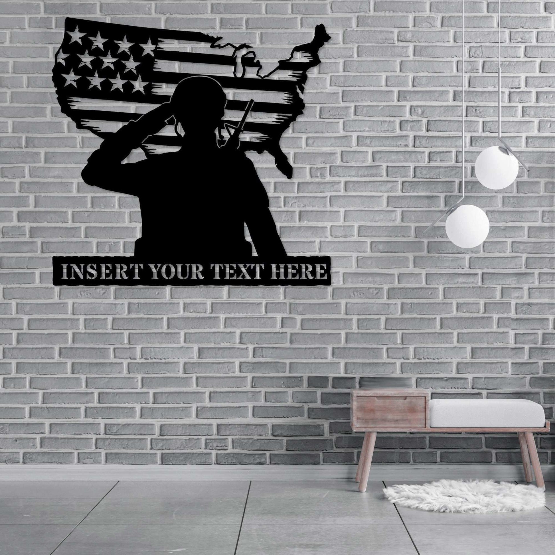 Premium Custom US Metal Signs VPVC901187, Gifts For US Veteran, US Soldier Name Metal Sign. Custom Patriotic Army Wall Decor Gift. Military Homecoming. Unique American Veteran Wall Hanging.