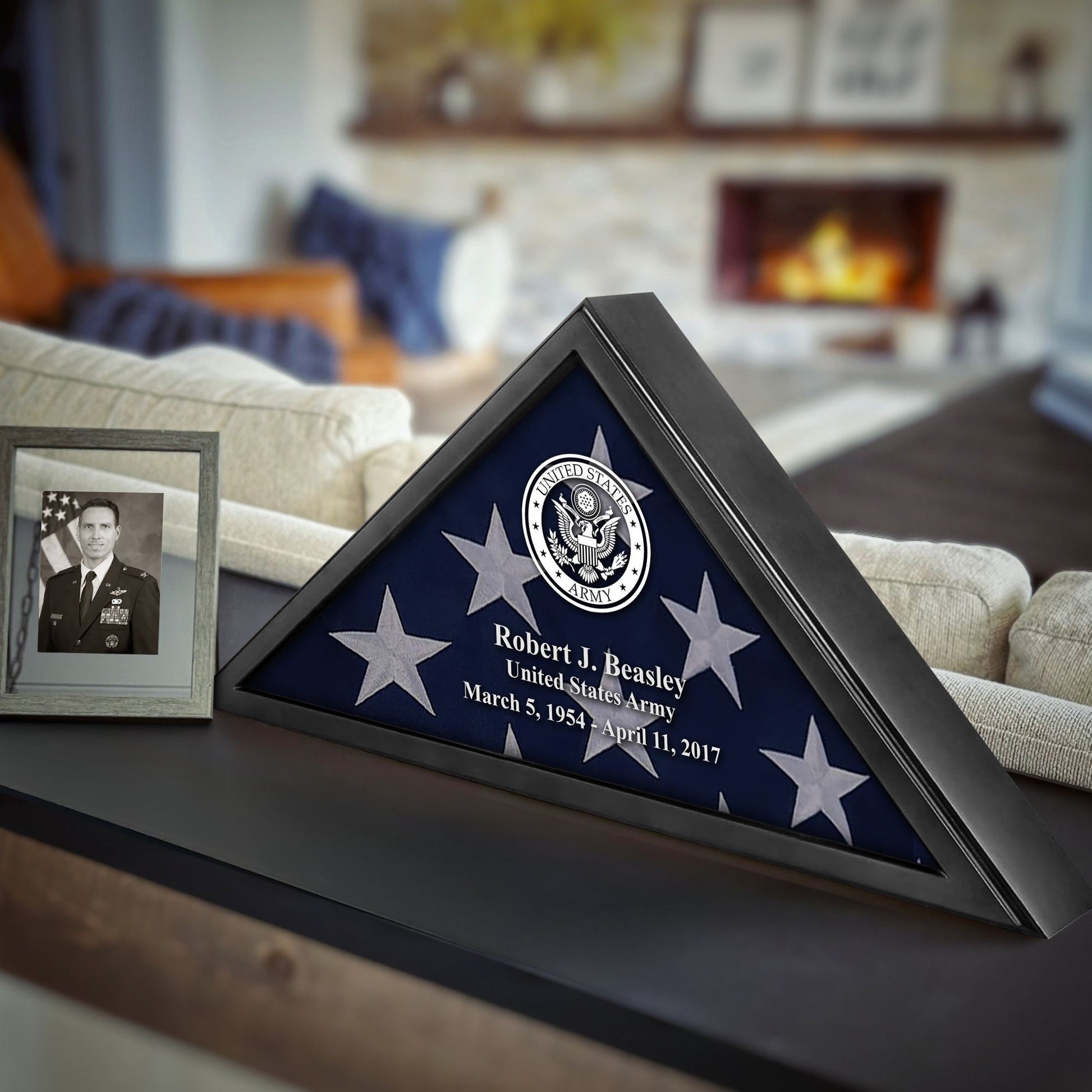 Premium Personalized Flag Case BPVC250202, Black Flag Box for American Veteran Flag 9.5 X 5 Feet, Flag Display Case for Burial, Flag Wall Mounted, Flag to Display Folded