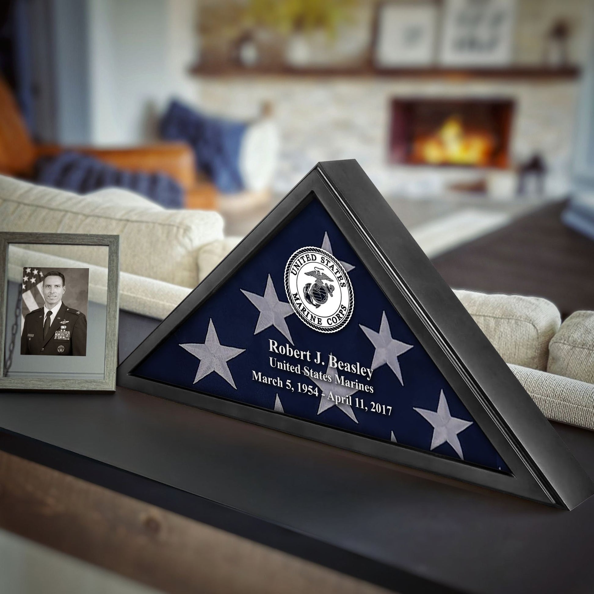 Premium Personalized Flag Case BPVC250202, Black Flag Box for American Veteran Flag 9.5 X 5 Feet, Flag Display Case for Burial, Flag Wall Mounted, Flag to Display Folded