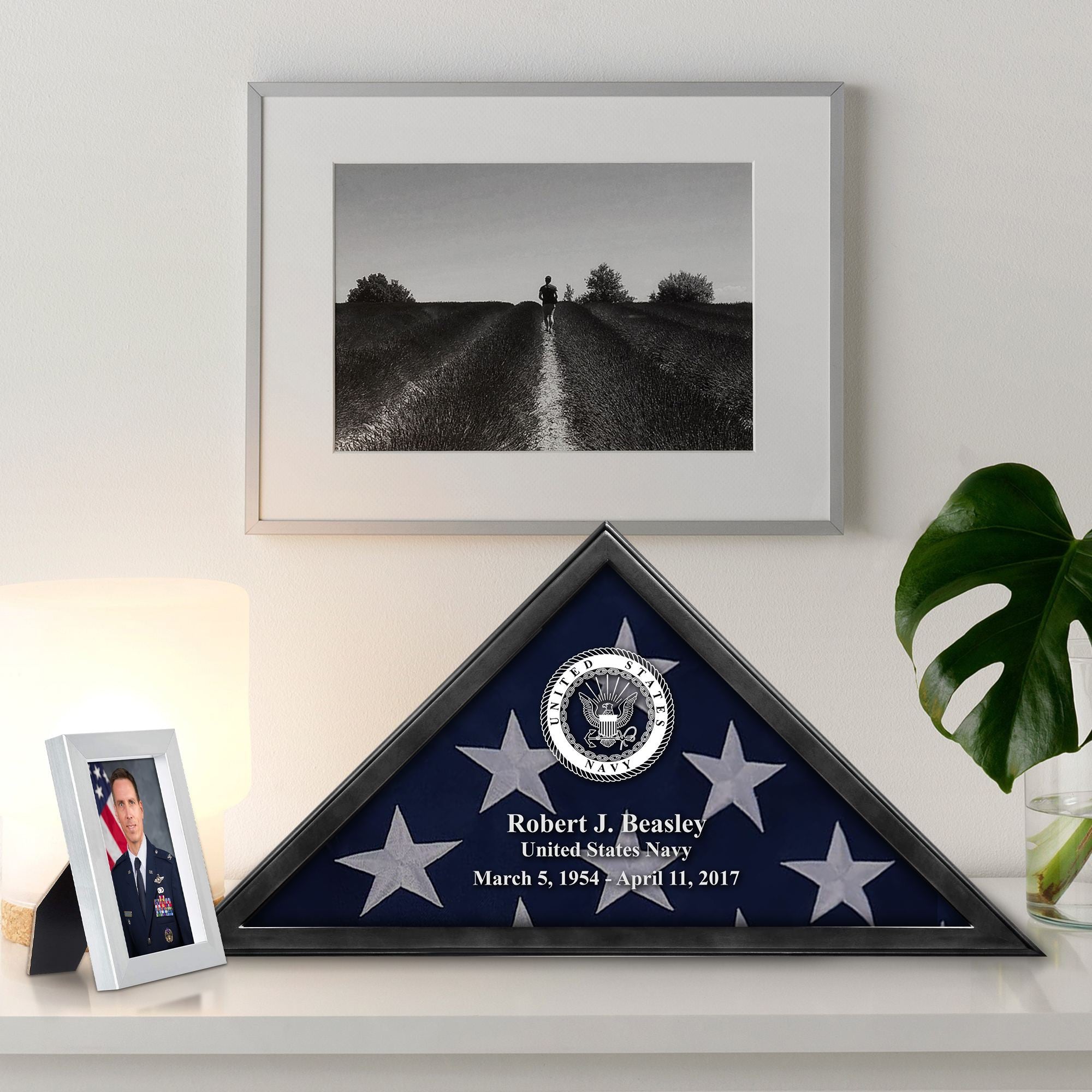 Premium Personalized Flag Case BPVC250202, Black Flag Box for American Veteran Flag 9.5 X 5 Feet, Flag Display Case for Burial, Flag Wall Mounted, Flag to Display Folded