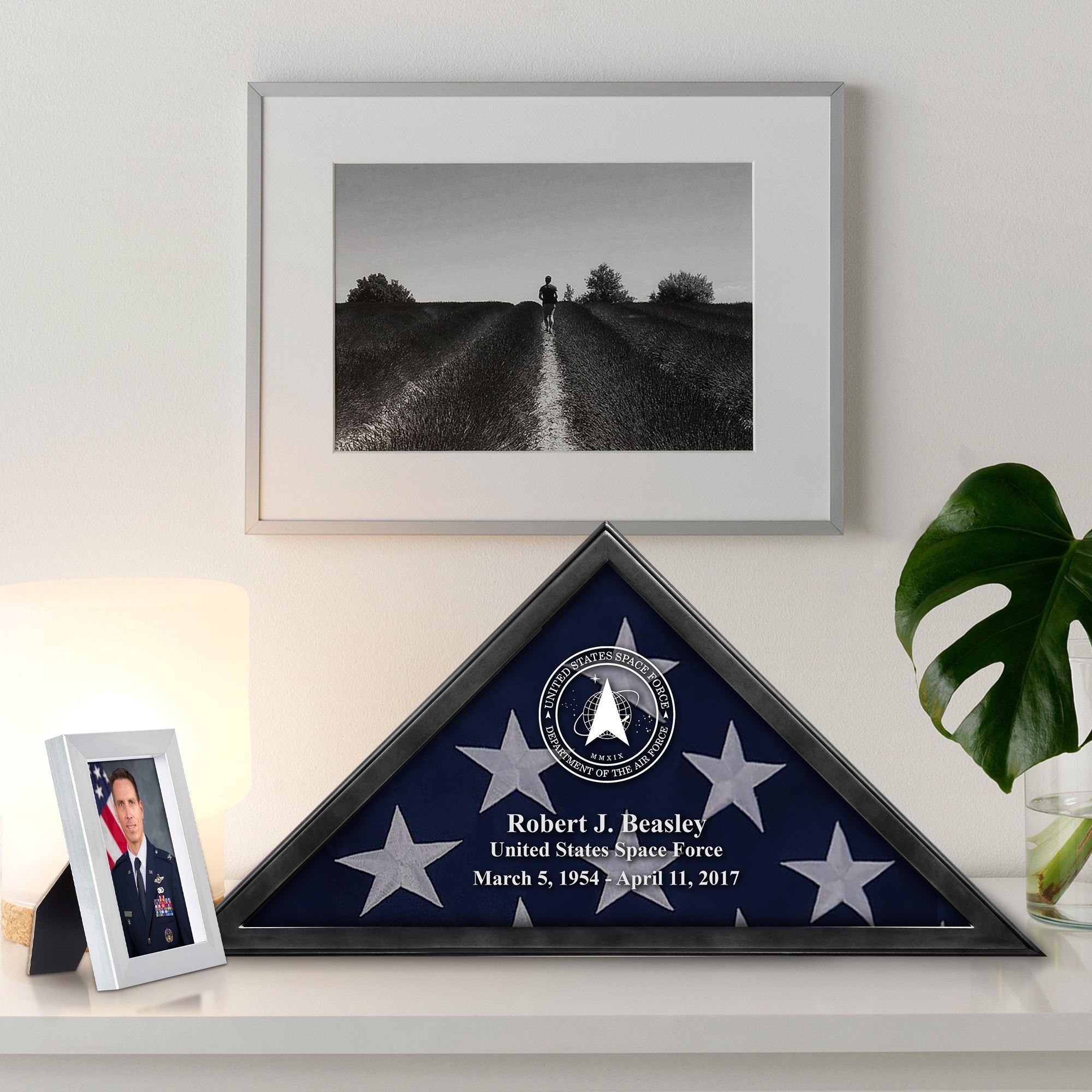 Premium Personalized Flag Case BPVC250202, Black Flag Box for American Veteran Flag 9.5 X 5 Feet, Flag Display Case for Burial, Flag Wall Mounted, Flag to Display Folded