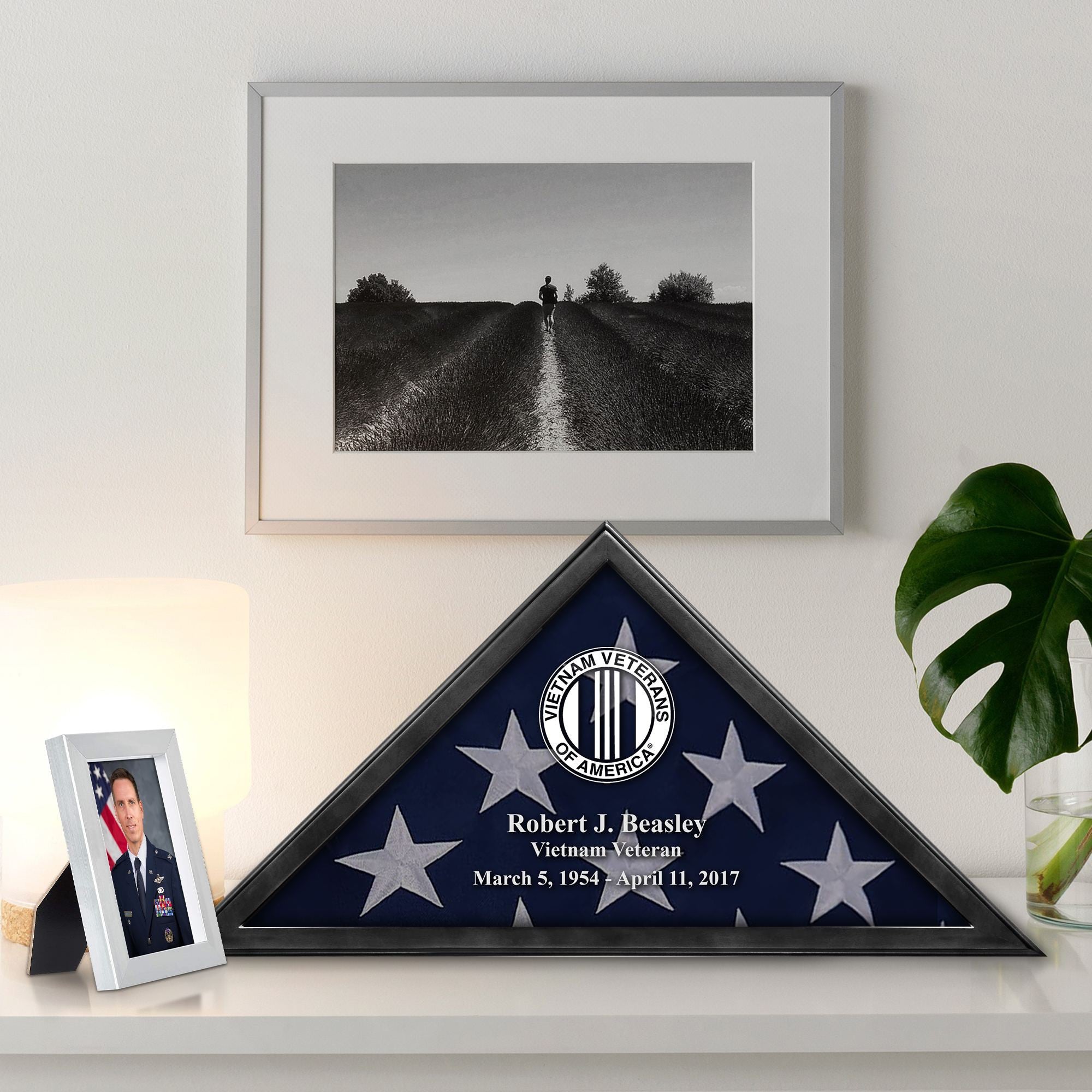 Premium Personalized Flag Case BPVC250202, Black Flag Box for American Veteran Flag 9.5 X 5 Feet, Flag Display Case for Burial, Flag Wall Mounted, Flag to Display Folded